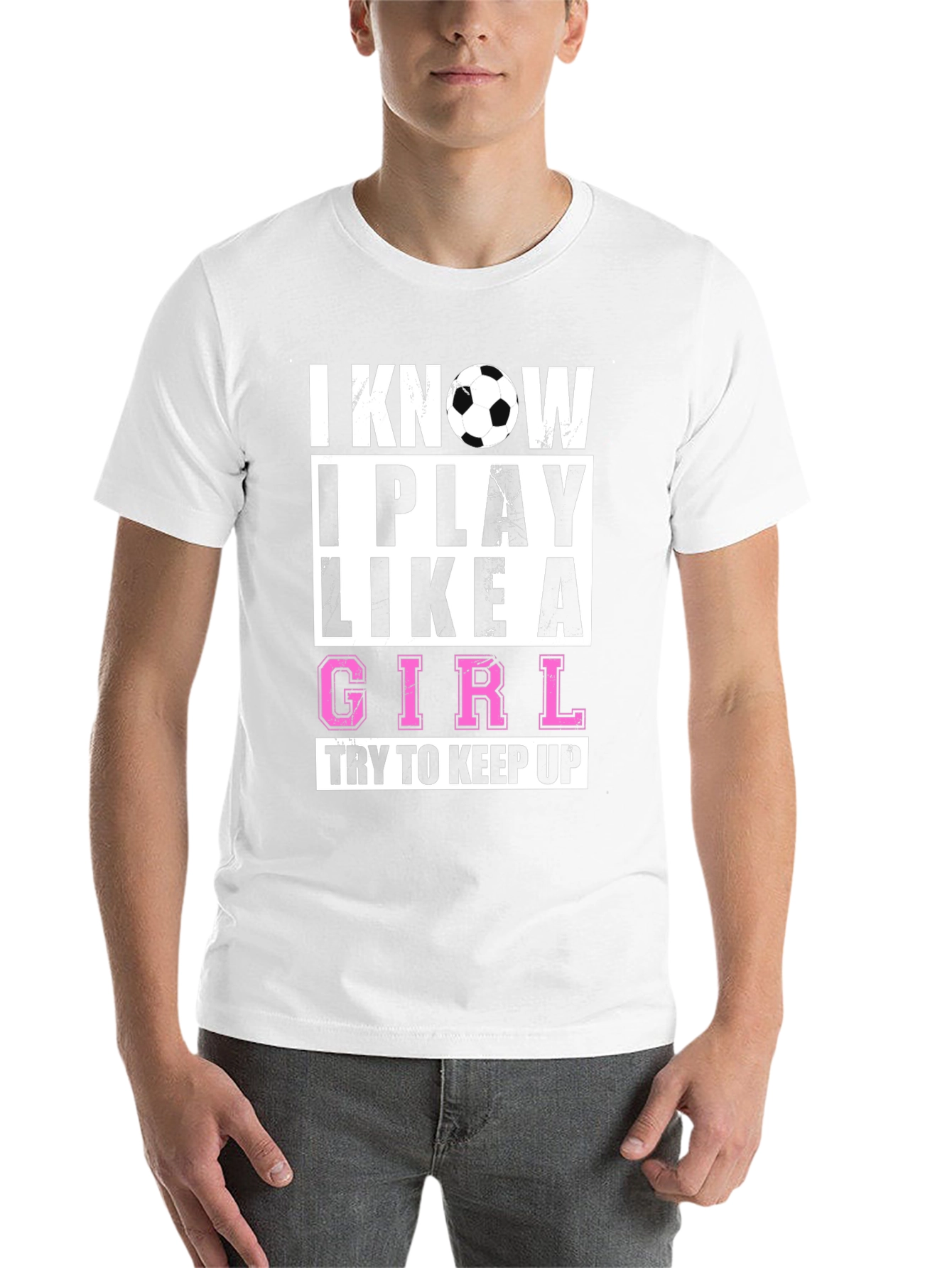 Black I Know I Play Like A Girl T-Shirt - Soccer Fan Apparel view 14