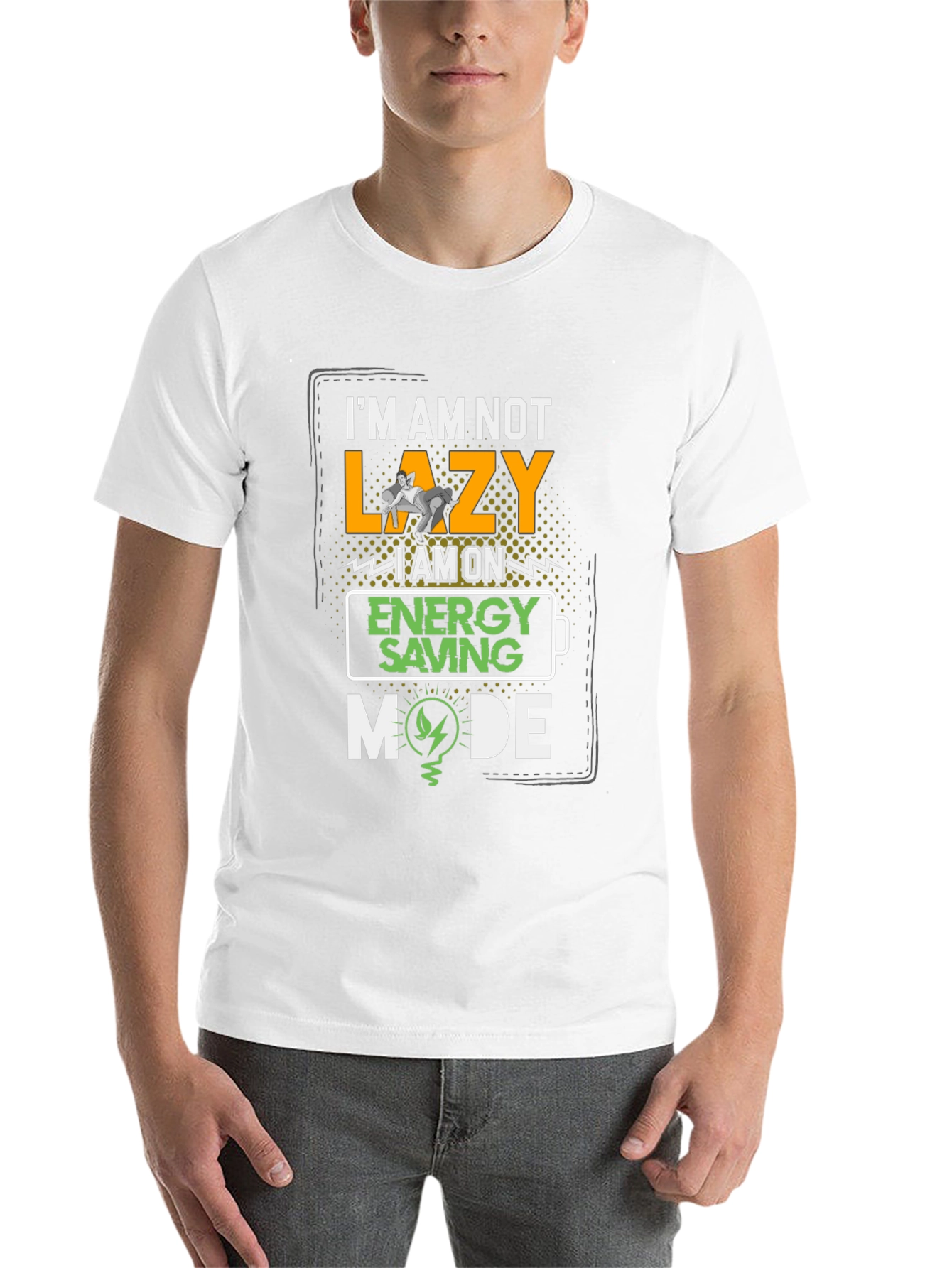 Black Funny Energy Saving Mode Graphic T-Shirt view 14