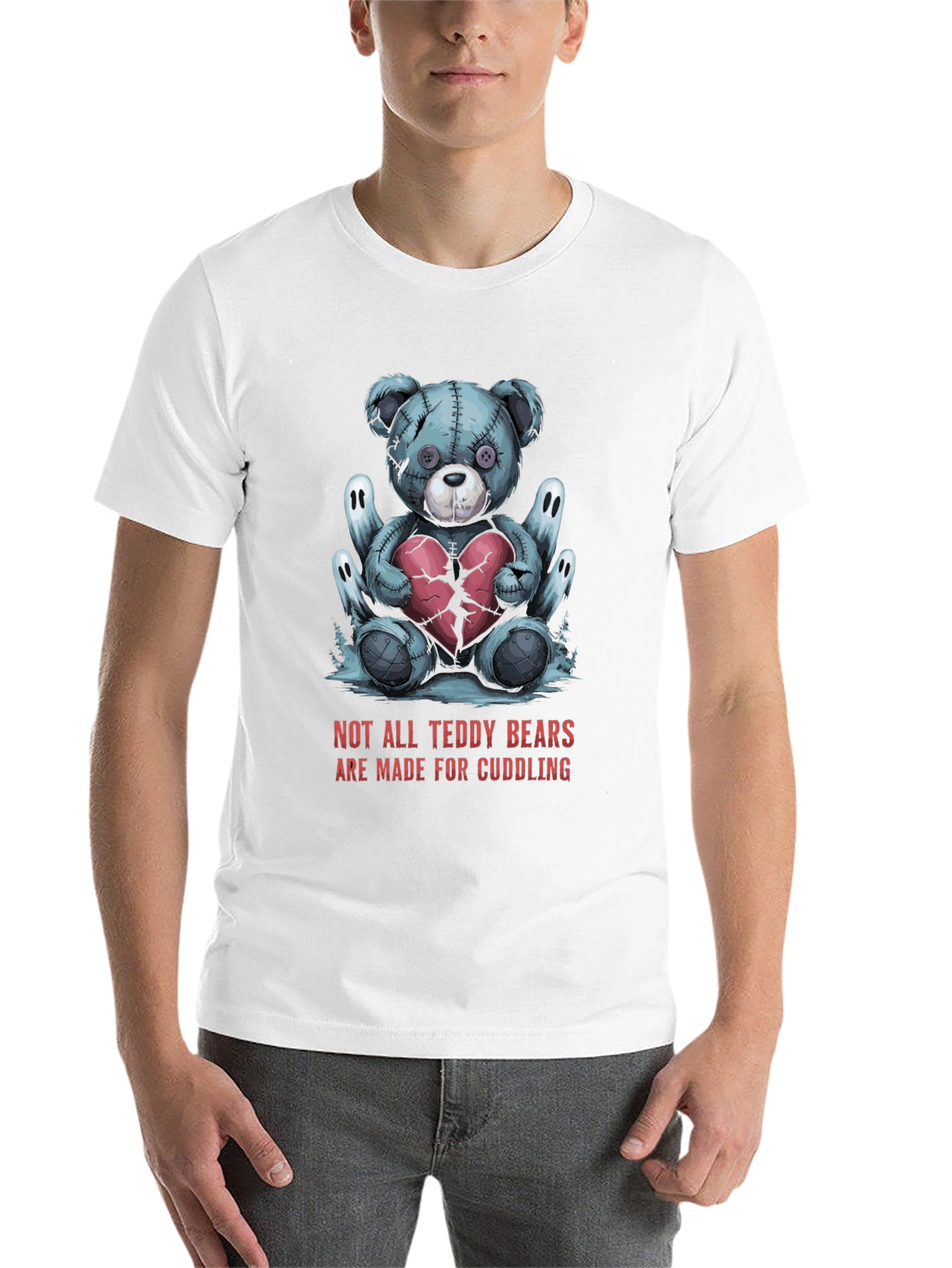 Black Creepy Teddy Bear Graphic Tee - Not for Cuddling! view 14