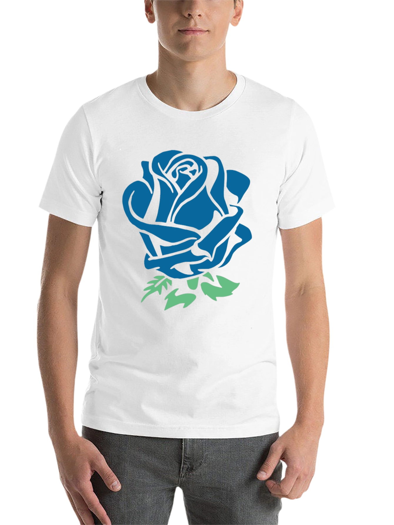 Black Blue Rose Graphic Black T-Shirt view 14
