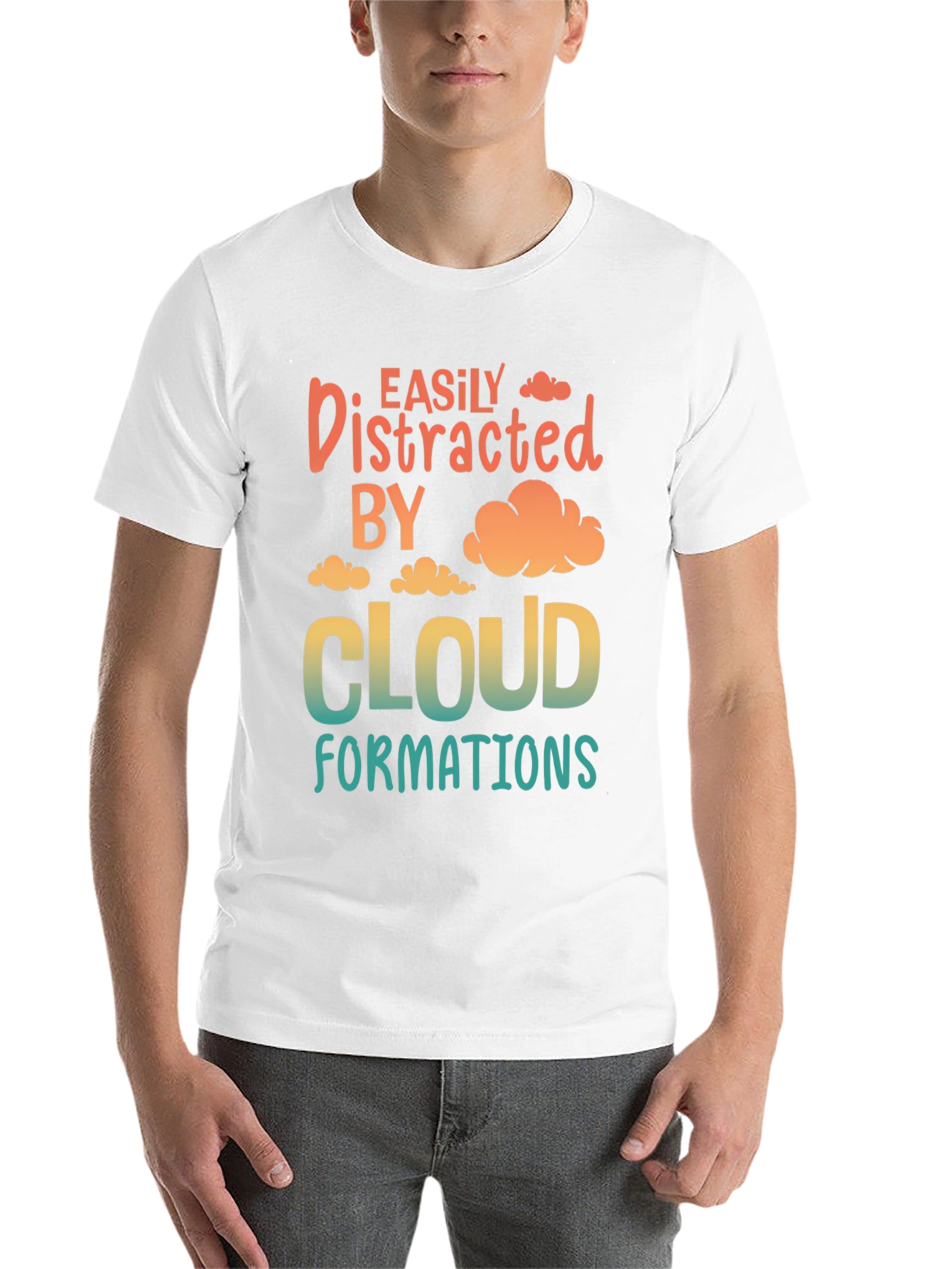 Black Easily Distracted By Cloud Formations T-Shirt view 14