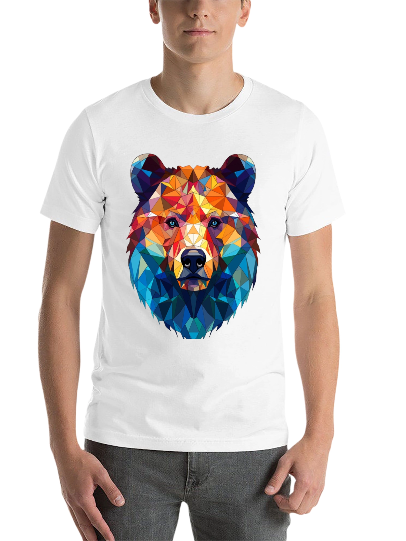 Black Geometric Bear Graphic Tee - Modern Style view 14