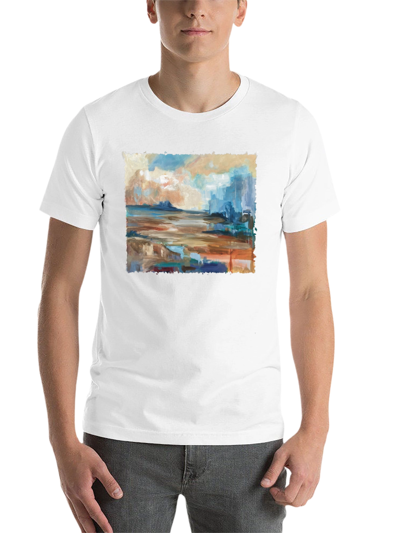 Black Abstract Seascape Graphic Tee view 14