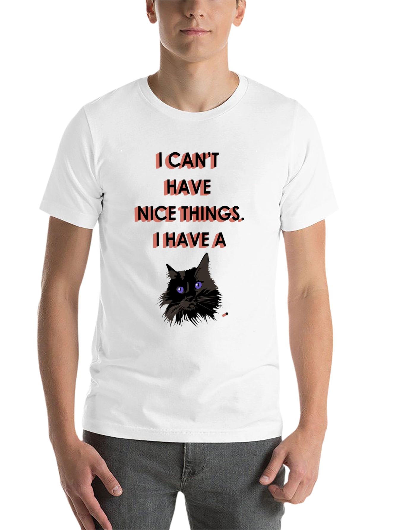 Black Funny Cat T-Shirt - I Can't Have Nice Things view 14