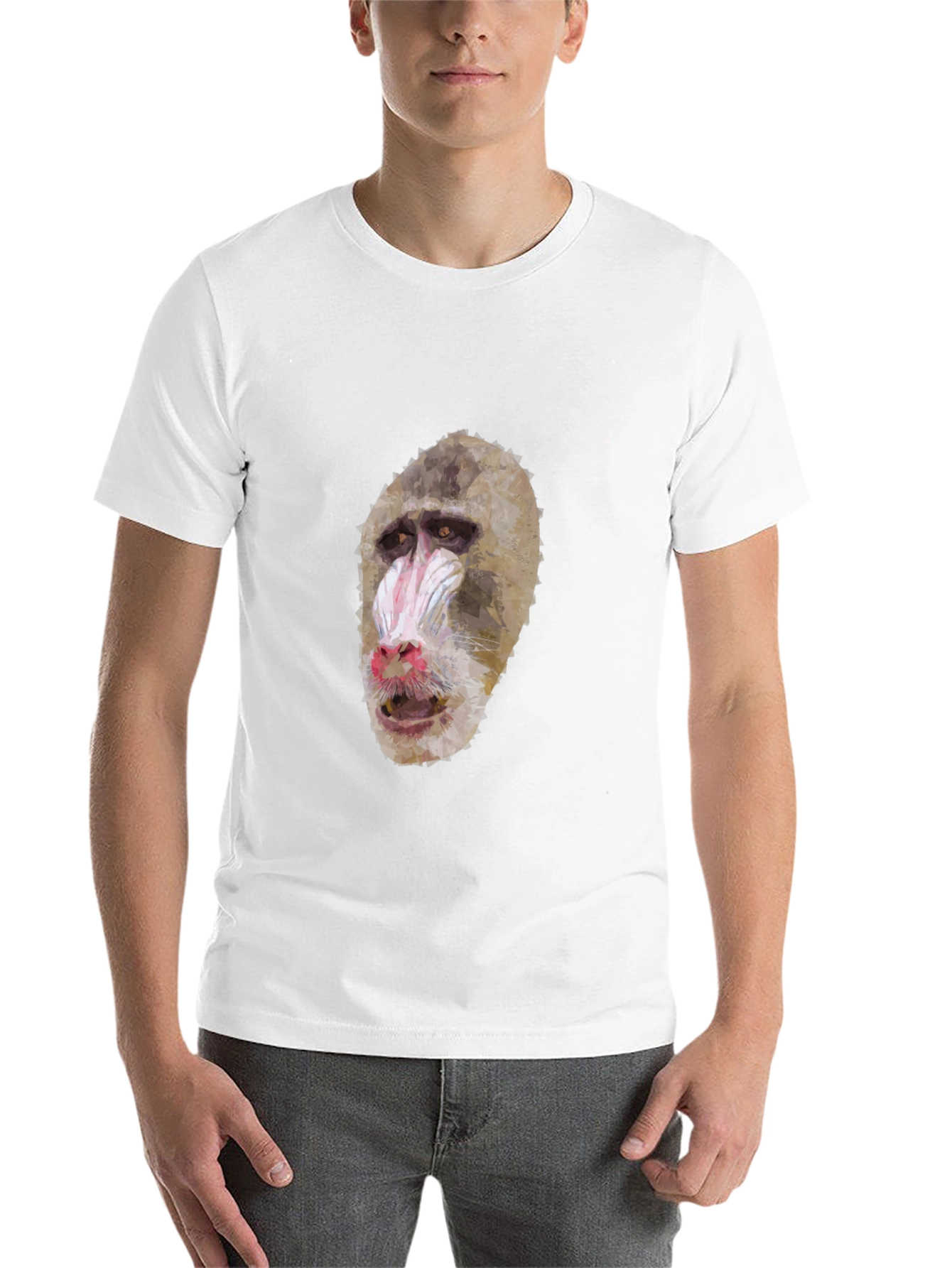 Black Mandrill Monkey Graphic T-Shirt - Unique Animal Tee view 14