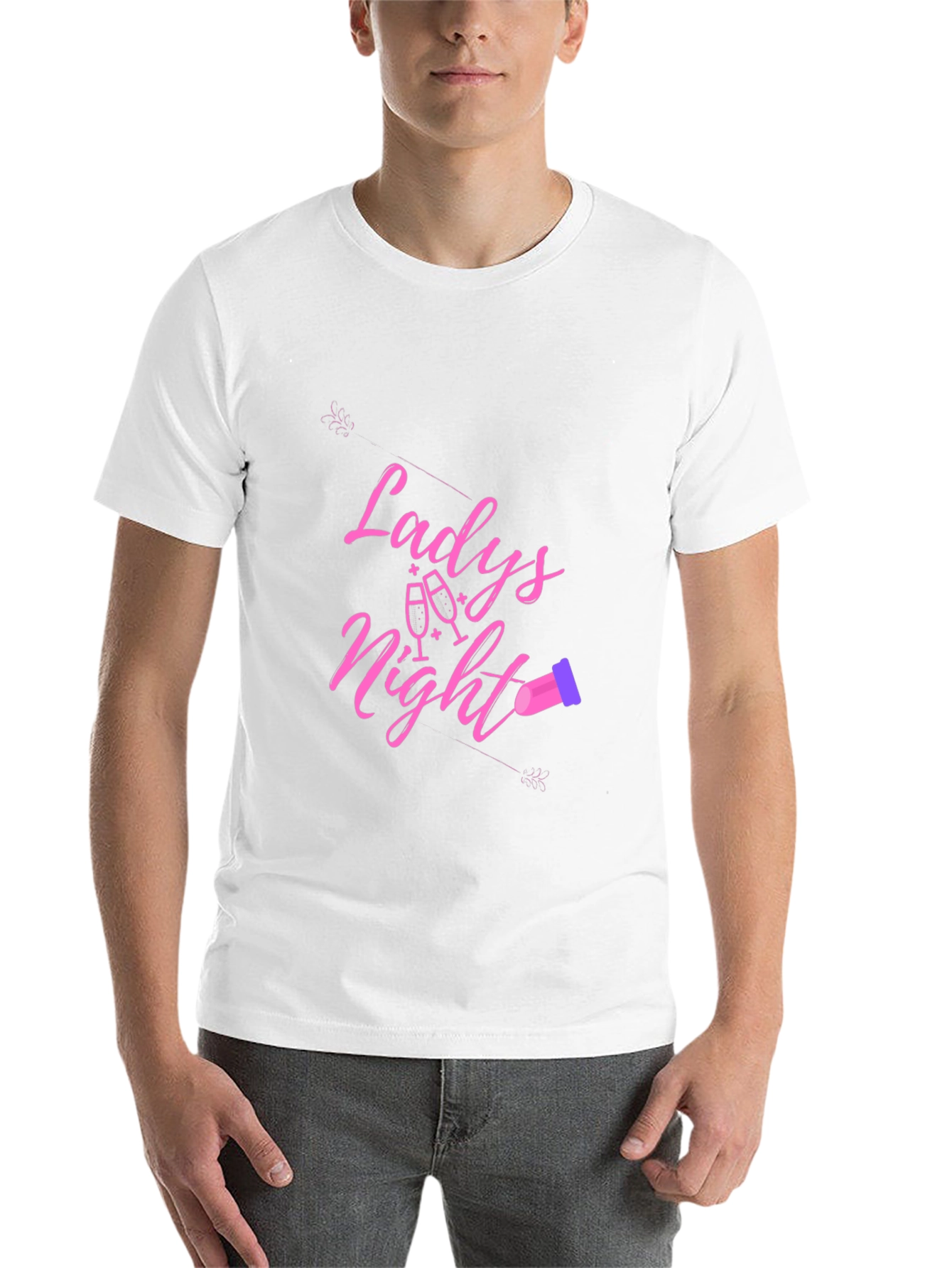 Black Ladies Night T-Shirt - Black Crew Neck view 14