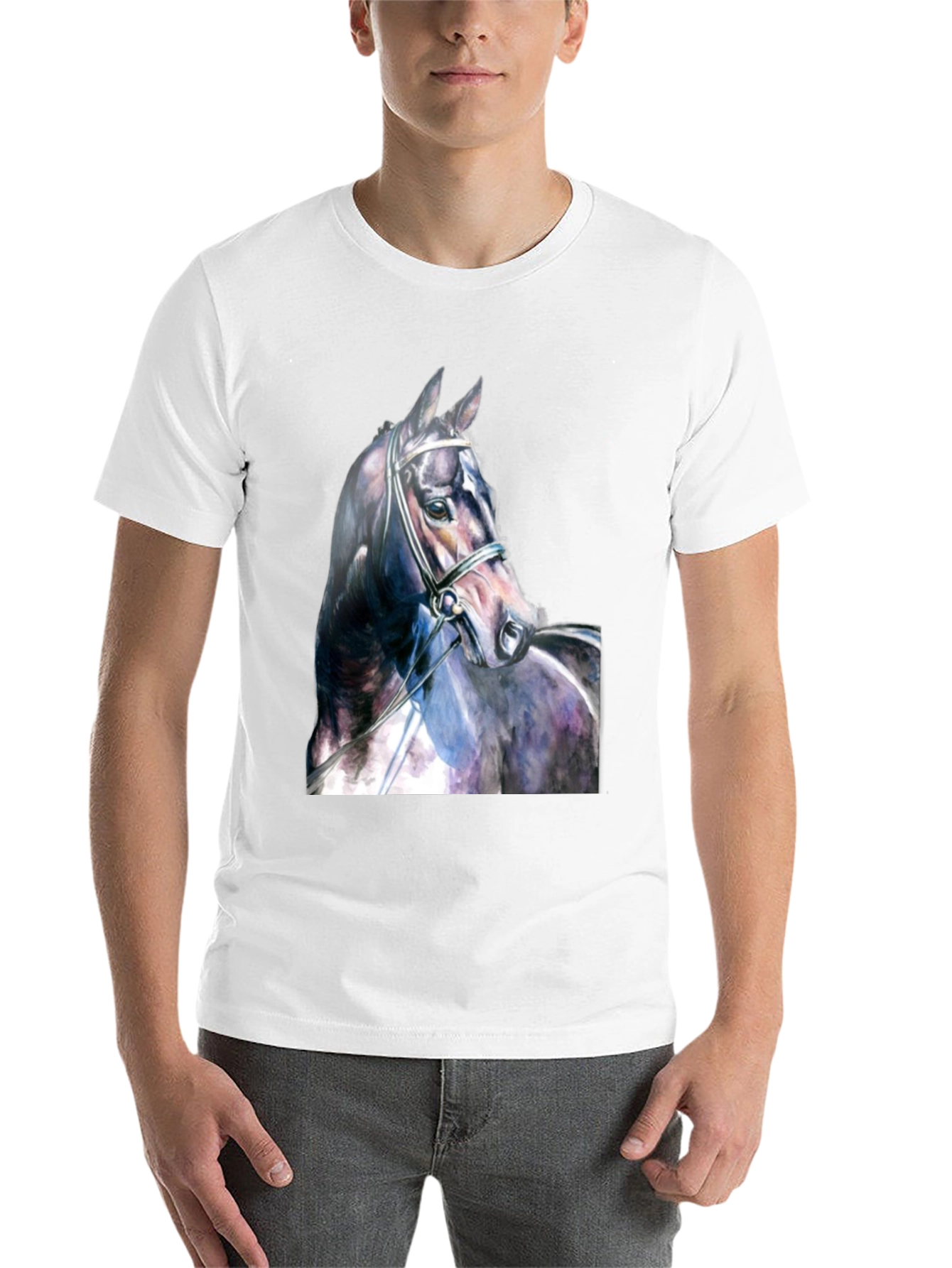 Black Horse Portrait Black T-Shirt view 14