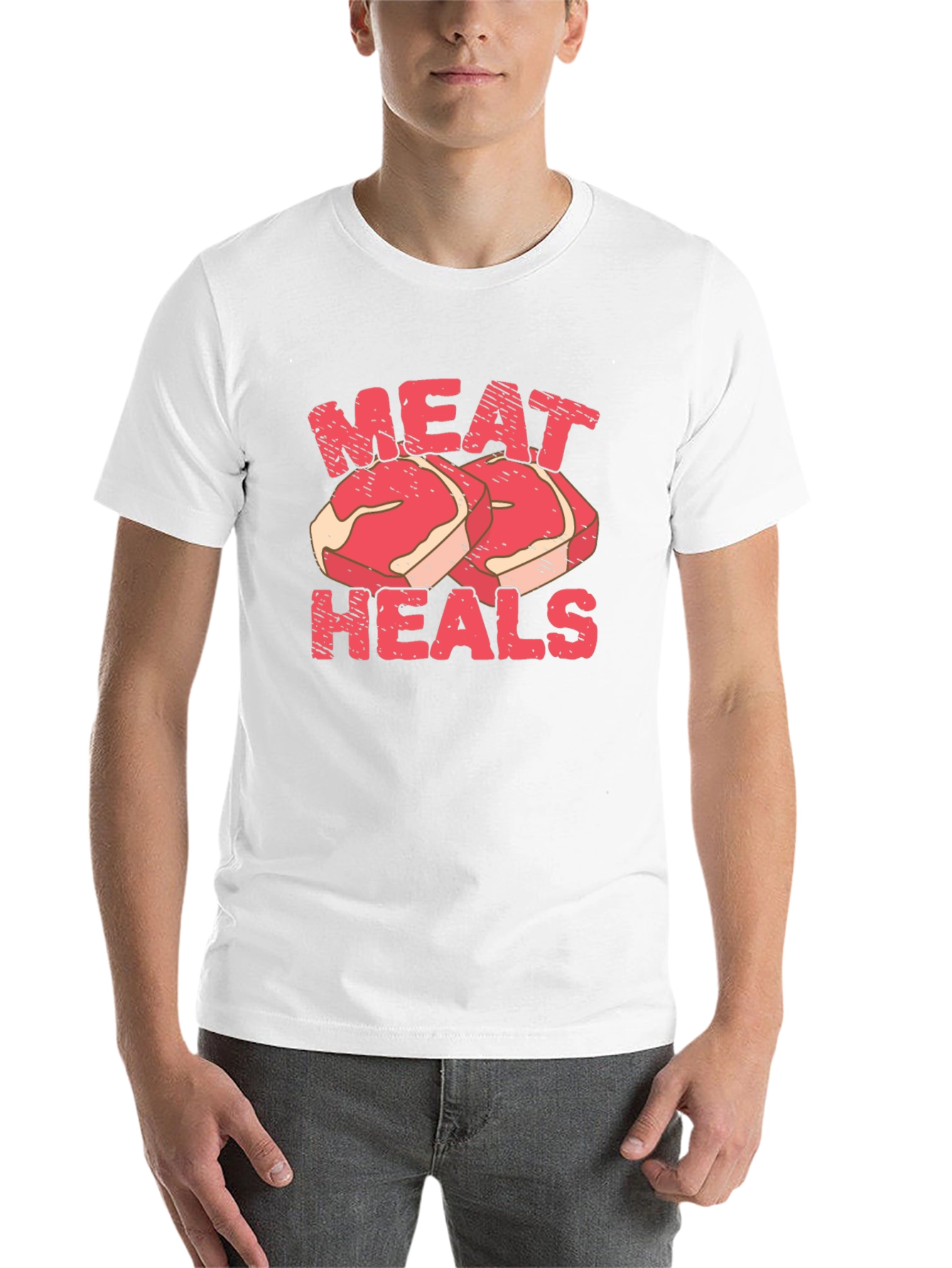 Black Meat Heals T-Shirt - Black, Funny Graphic Tee view 14