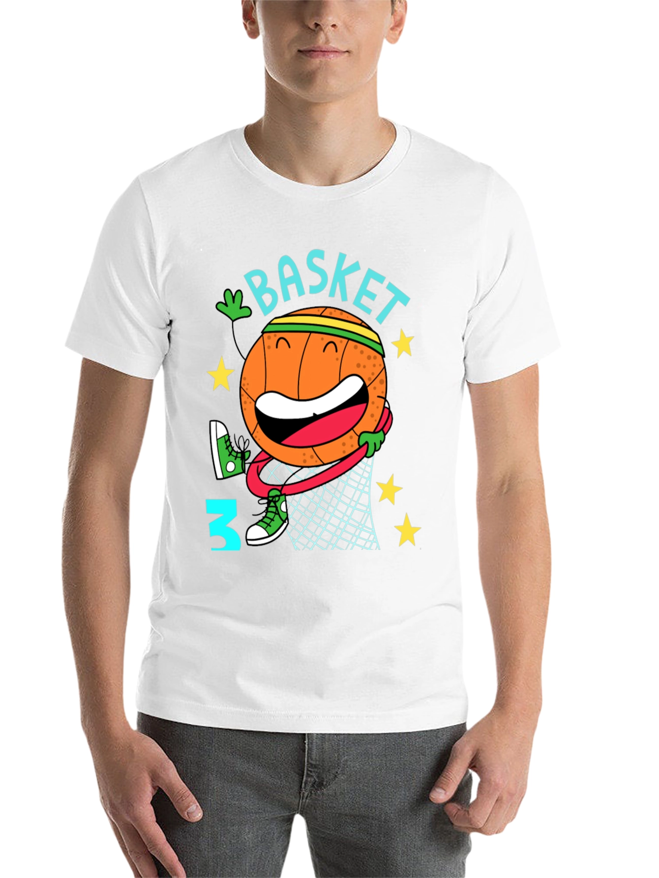 Black Basketball Cartoon Graphic T-Shirt view 14