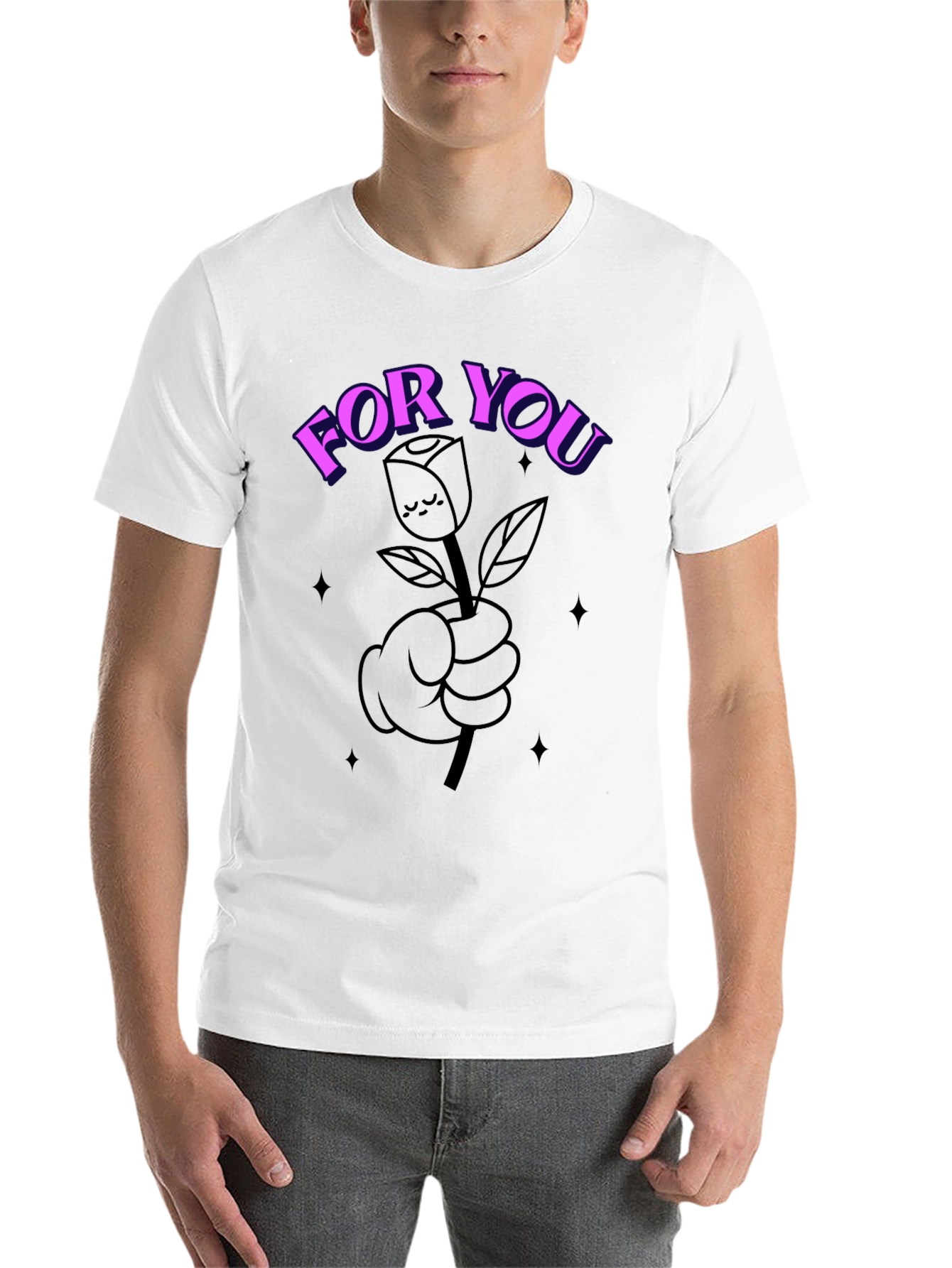Black Cartoon Rose For You Black T-Shirt view 14
