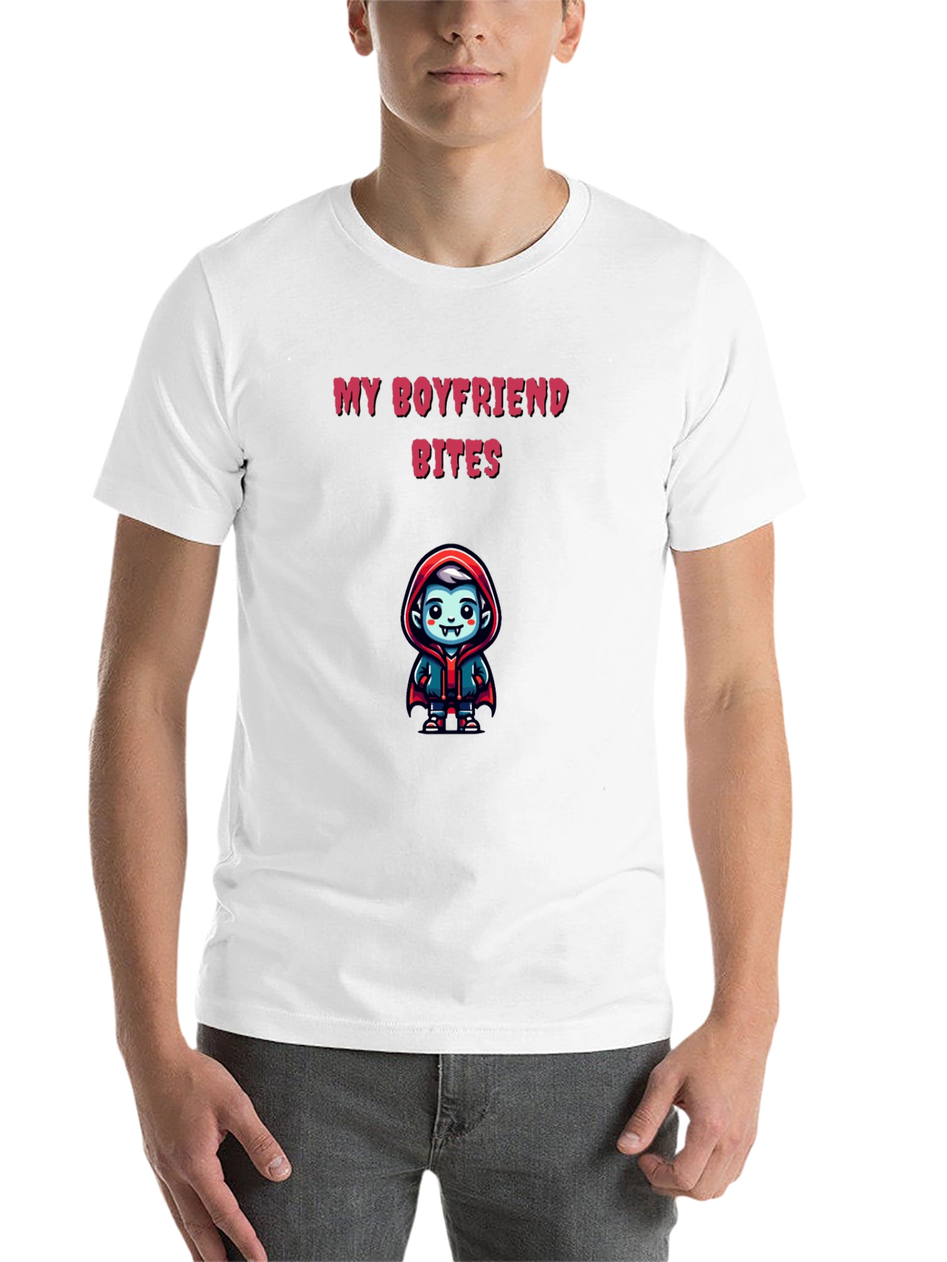 Black My Boyfriend Bites T-Shirt view 14