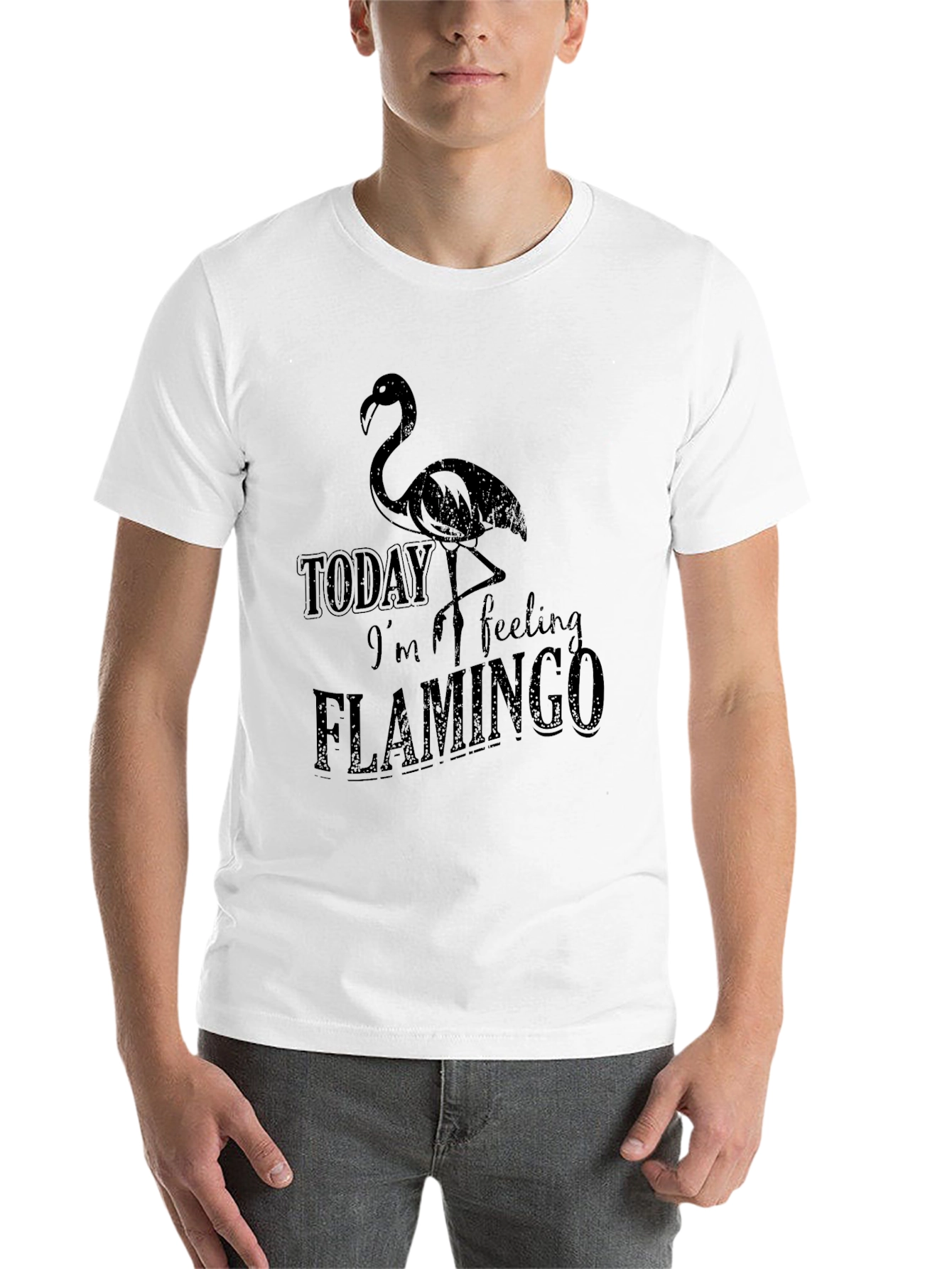 Black Today I'm Feeling Flamingo Black T-Shirt view 14