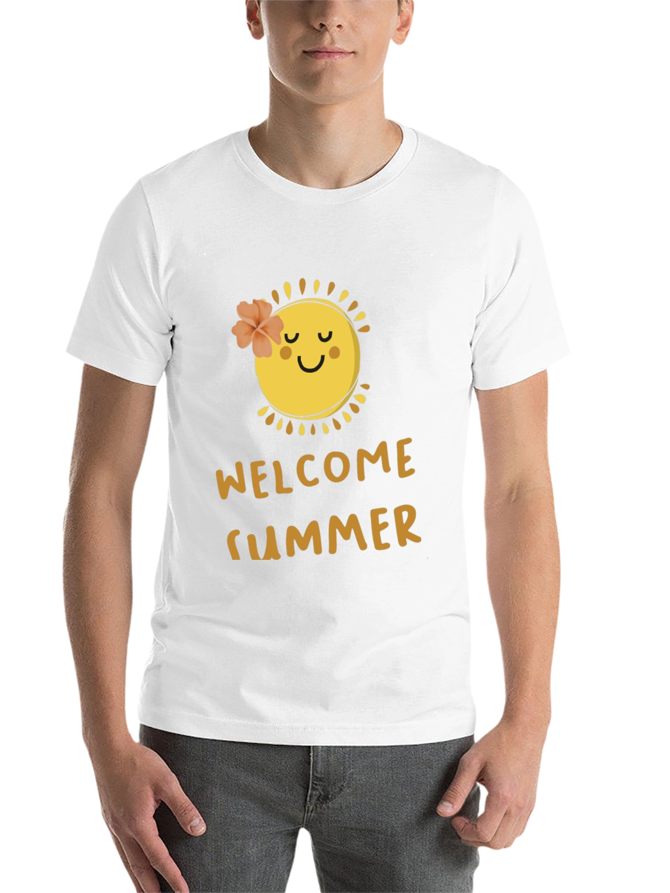 Black Welcome Summer Black T-Shirt with Sun Design view 14