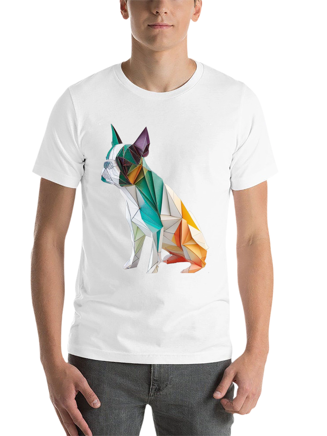 Black Geometric Dog Graphic Tee - Modern Art Shirt view 14