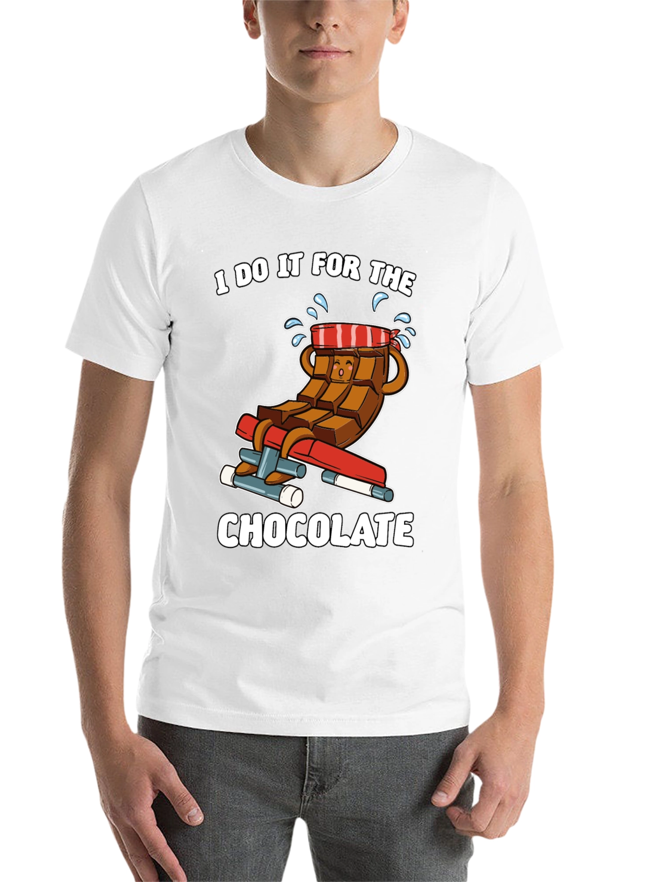 Black Chocolate Gym Workout T-Shirt - "I Do It For The Chocolate" view 14