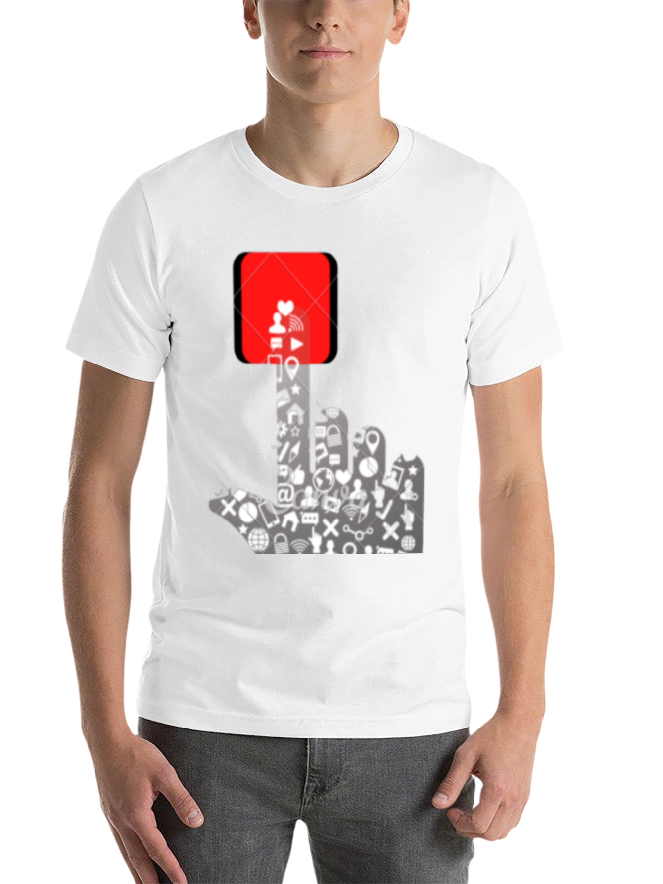 Social Media Hand Gesture Graphic T-Shirt - 14