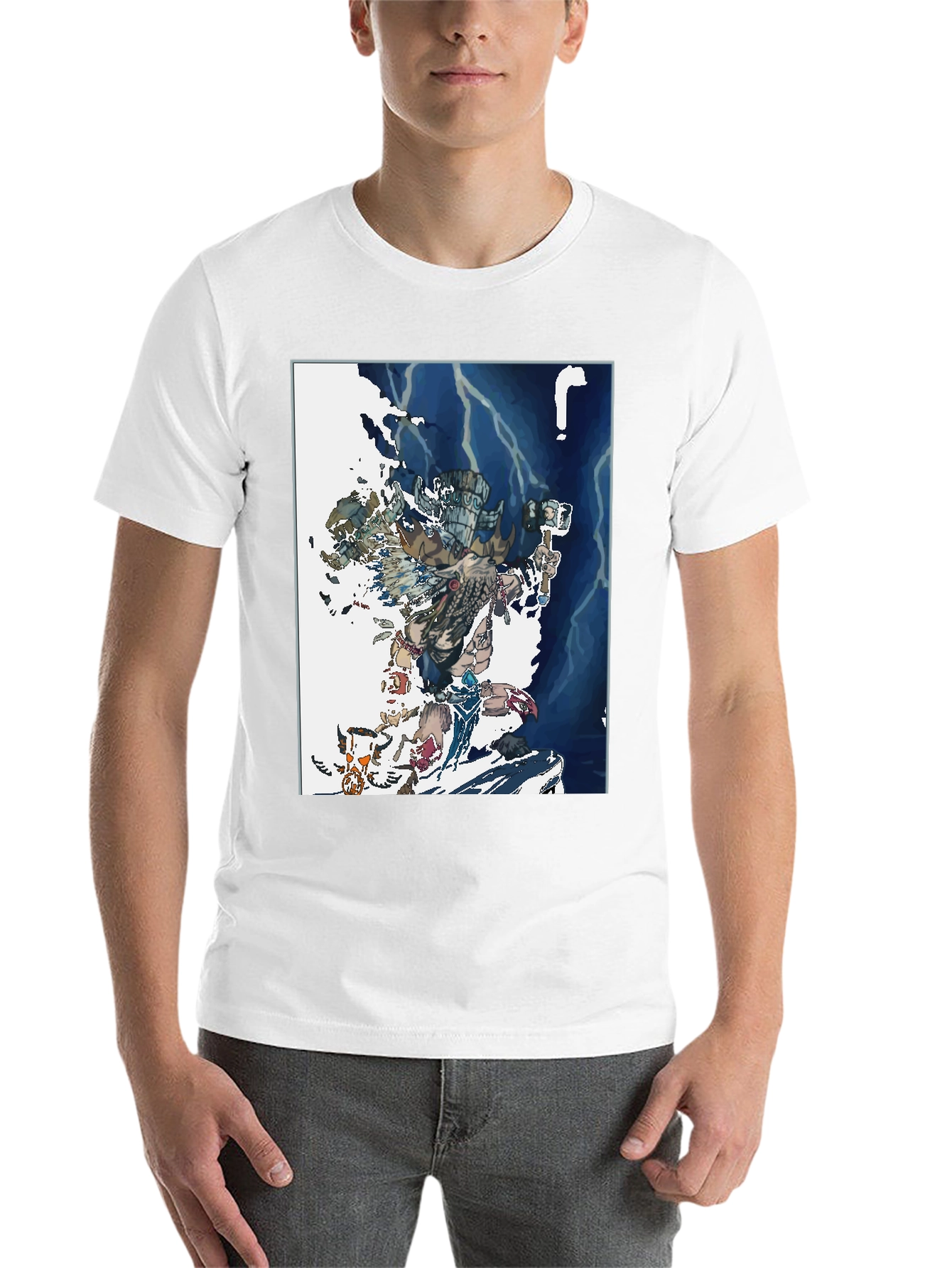 Black Aztec Warrior Graphic T-Shirt - Black Cotton Tee view 14