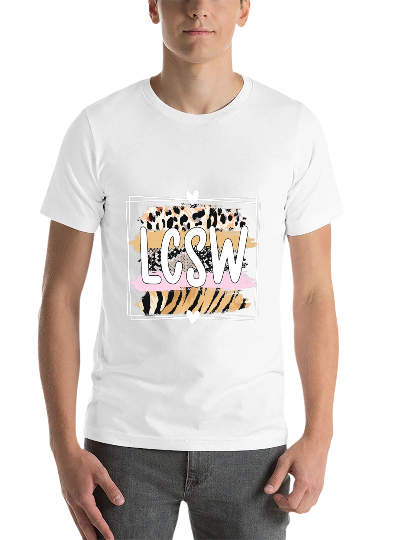 Black LCSW Leopard Print Graphic T-Shirt view 14
