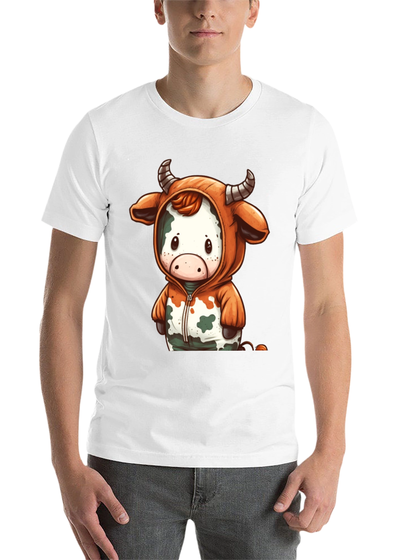 Black Cute Cow Hoodie T-Shirt view 14