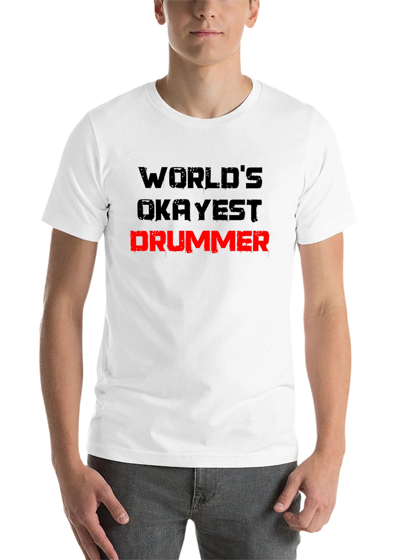 Black World's Okayest Drummer Black T-Shirt view 14