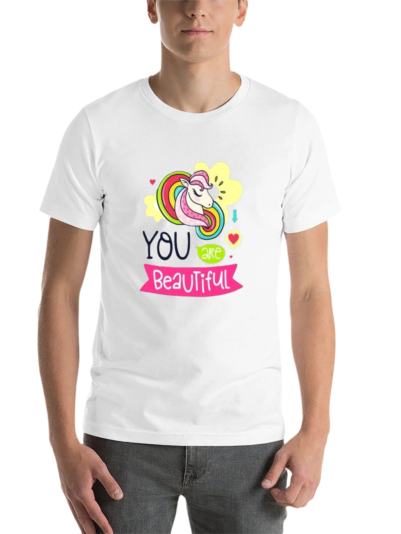 Black Unicorn "You are Beautiful" Black T-Shirt view 14
