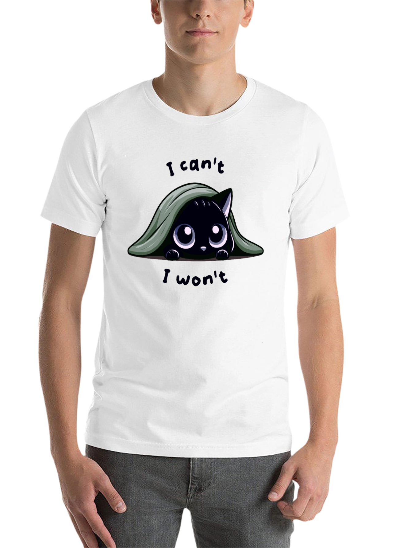 Black Cute Cat T-Shirt - I Can't, I Won't view 14