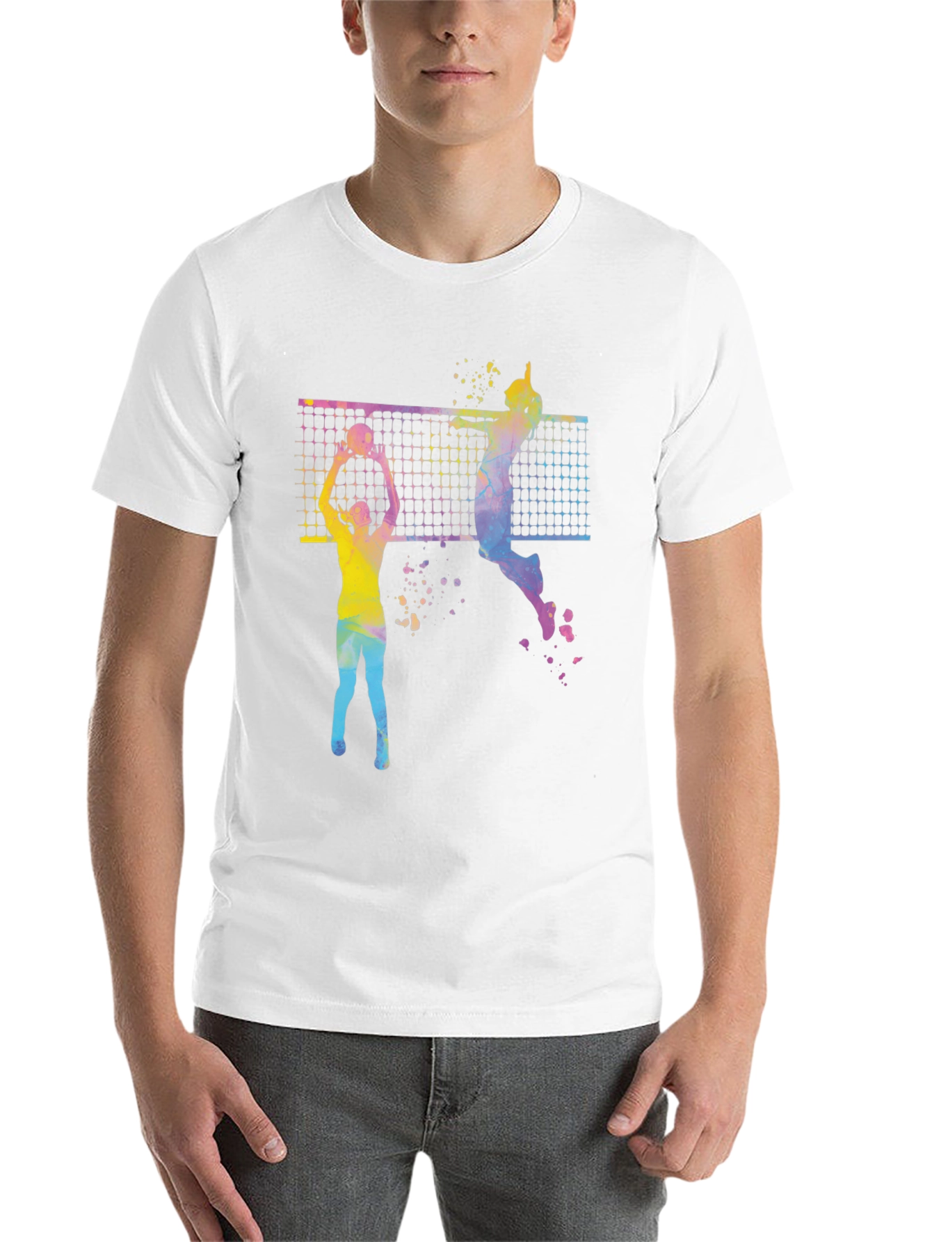Black Volleyball Graphic Tee - Sporty Colorful Design view 14