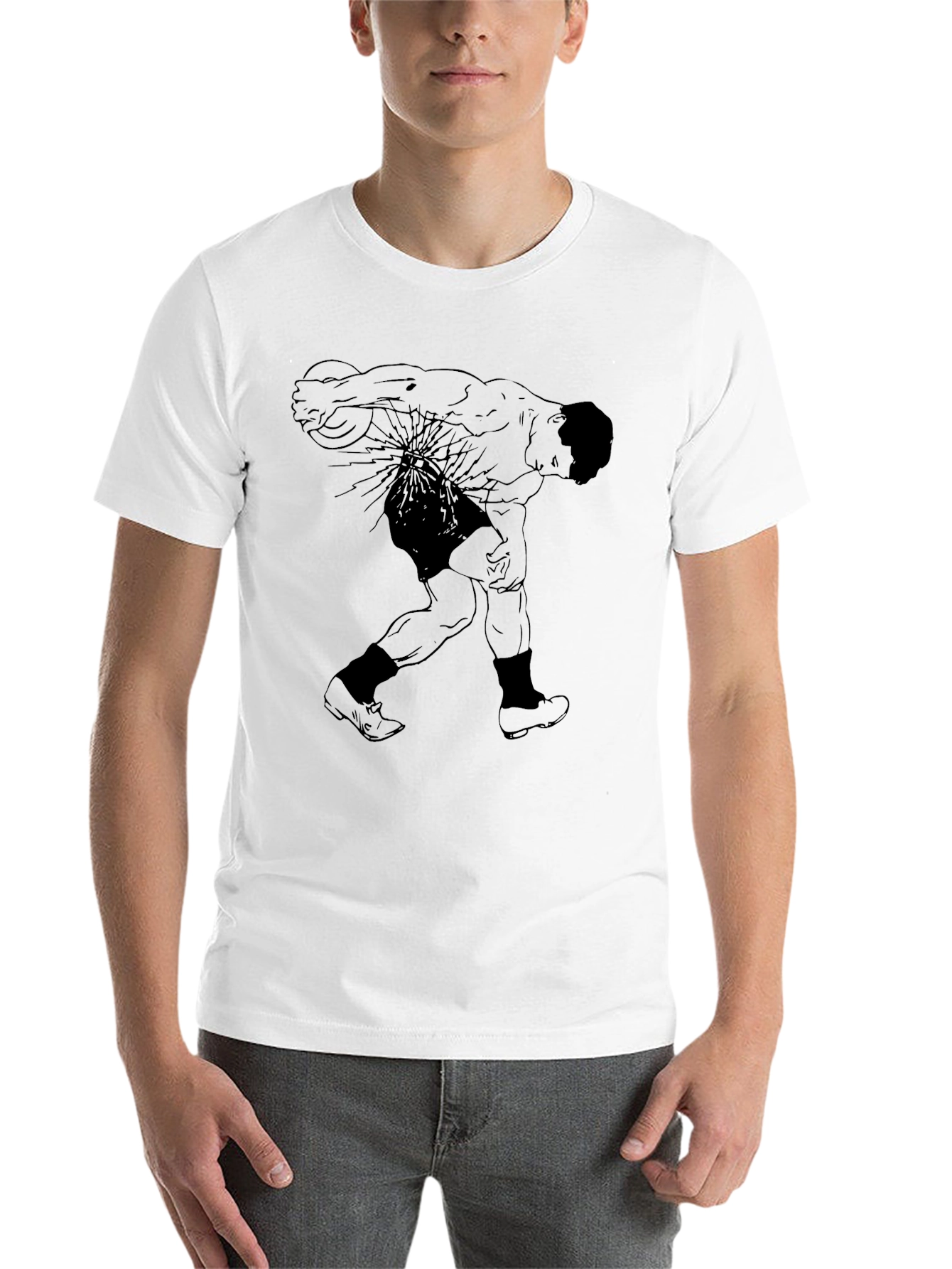 Black Graphic T-Shirt: Retro Athlete Design view 14