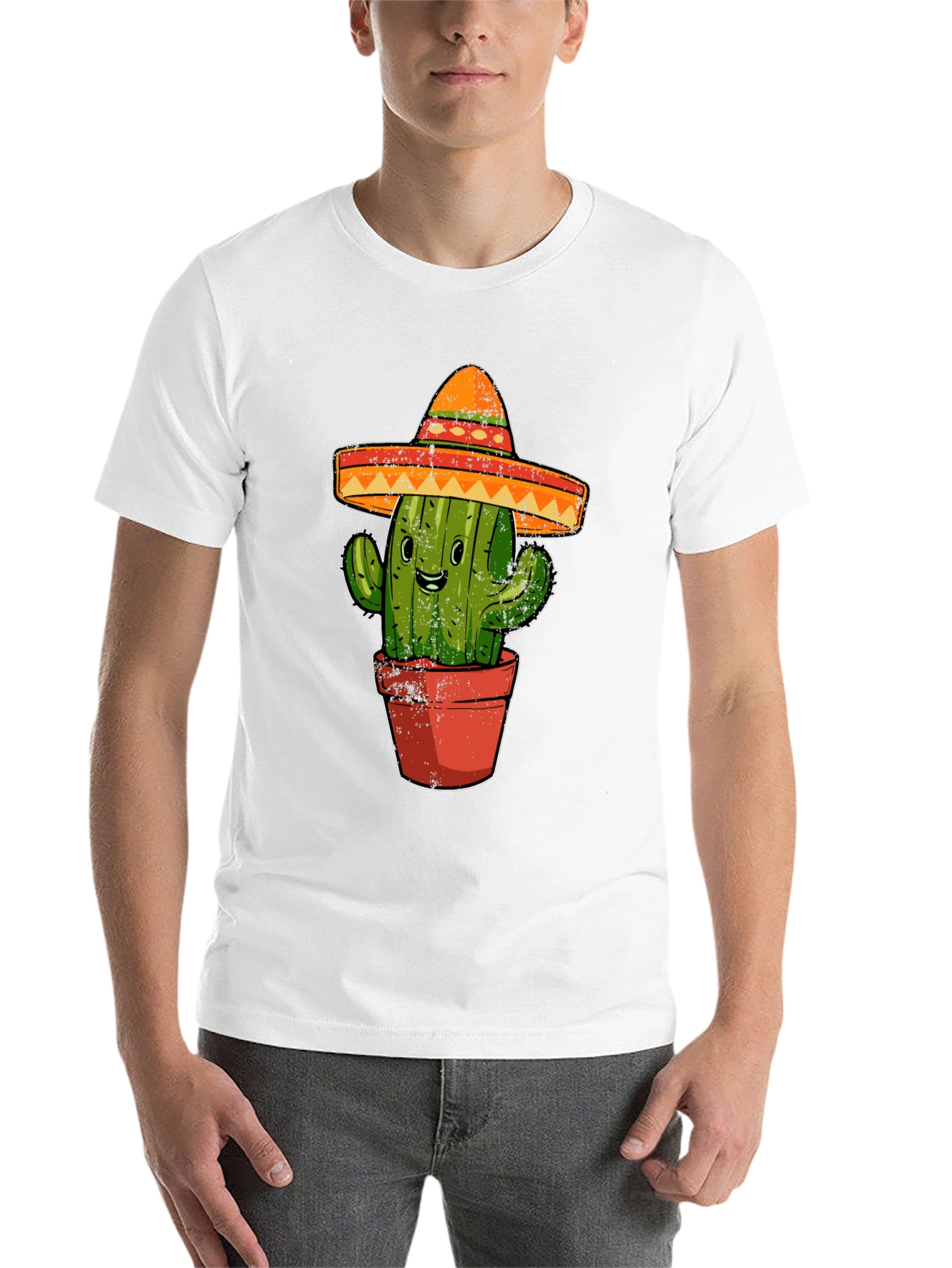 Black Cactus Sombrero Graphic Tee - Black Cotton T-Shirt view 14