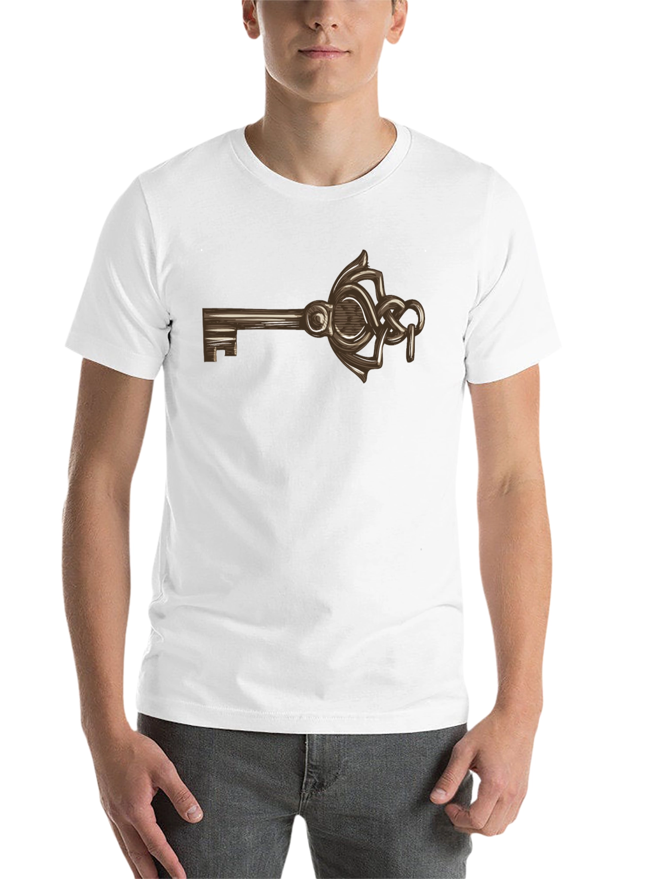 Black Vintage Key Graphic Tee - Soft Cotton Blend view 14