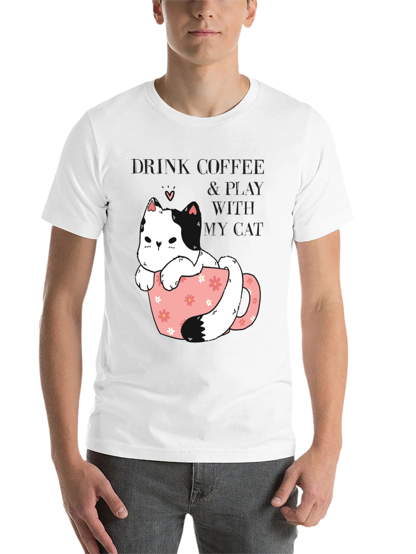 Black Drink Coffee & Play With My Cat Graphic Tee view 14