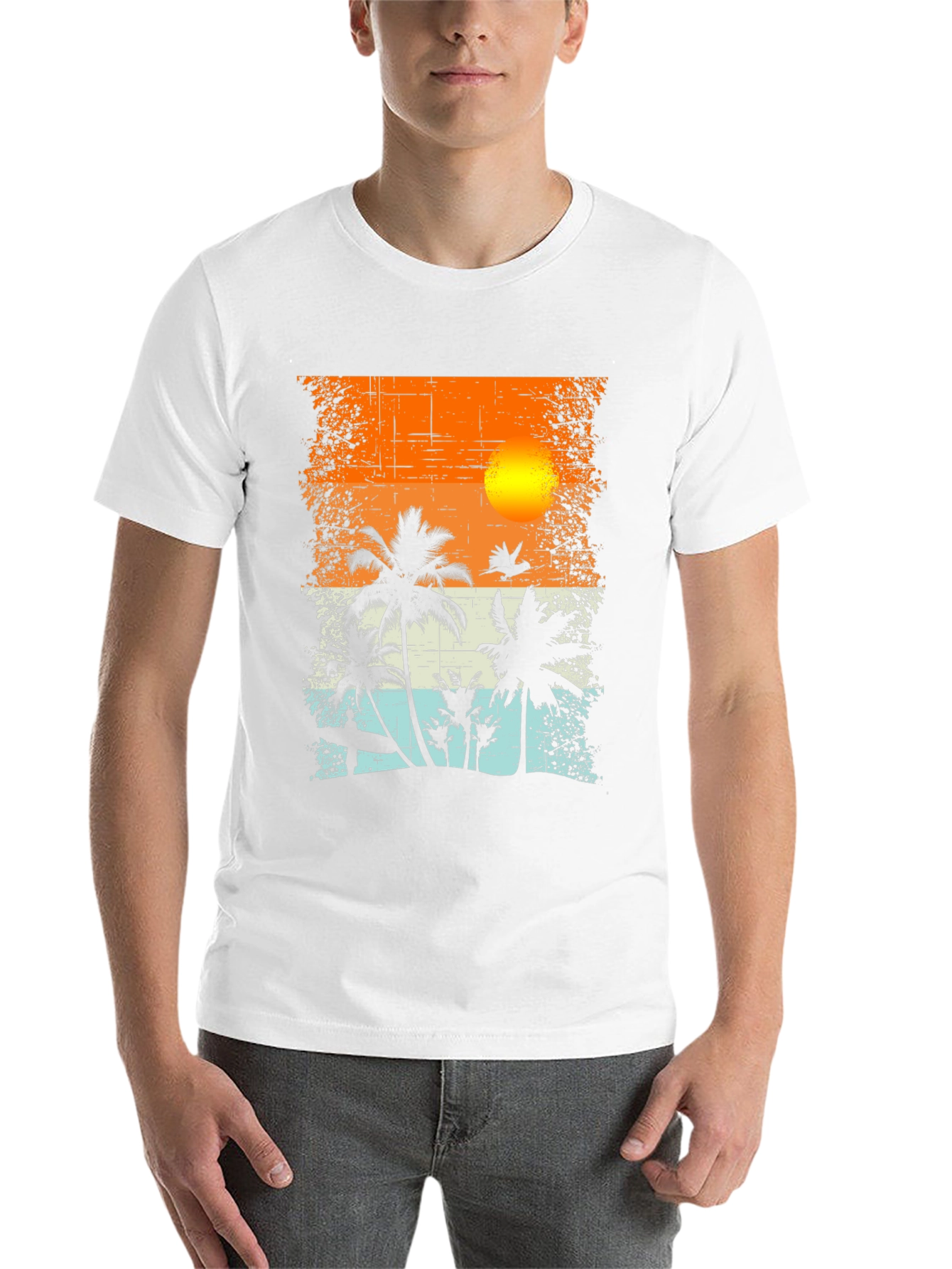 Black Tropical Sunset Graphic T-Shirt view 14