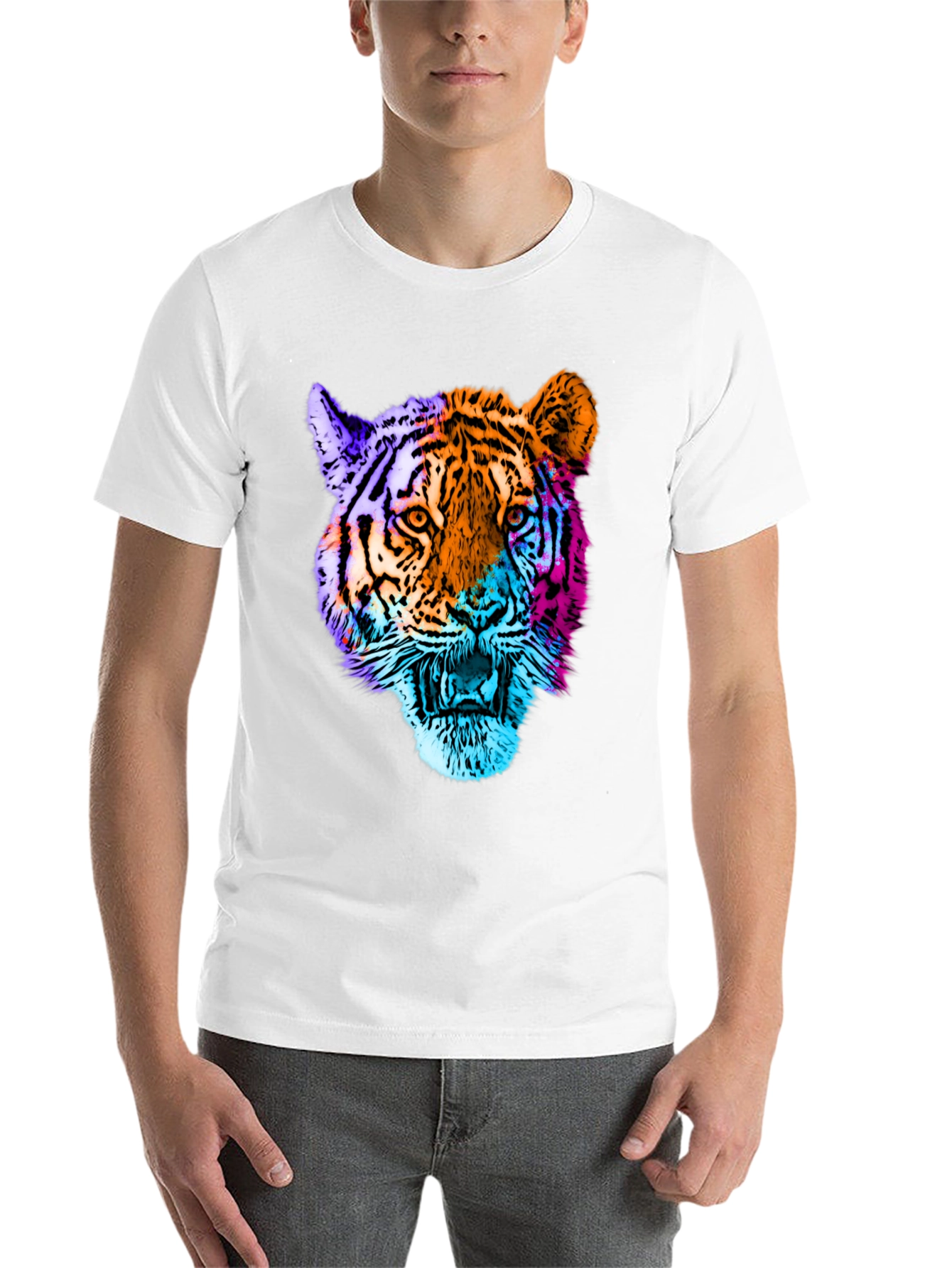 Black Vibrant Tiger Graphic T-Shirt view 14