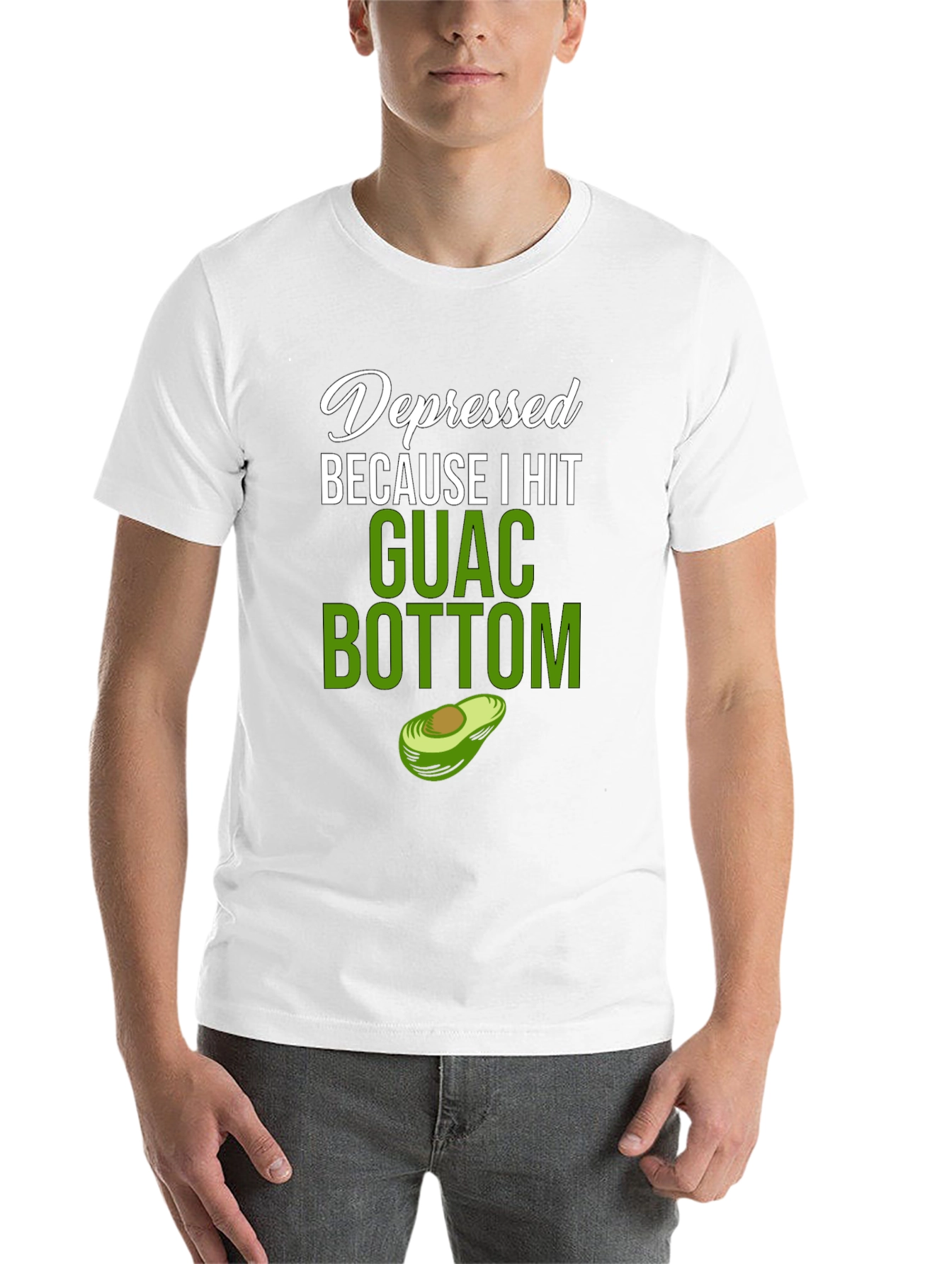 Black Depressed Because I Hit Guac Bottom T-Shirt view 14
