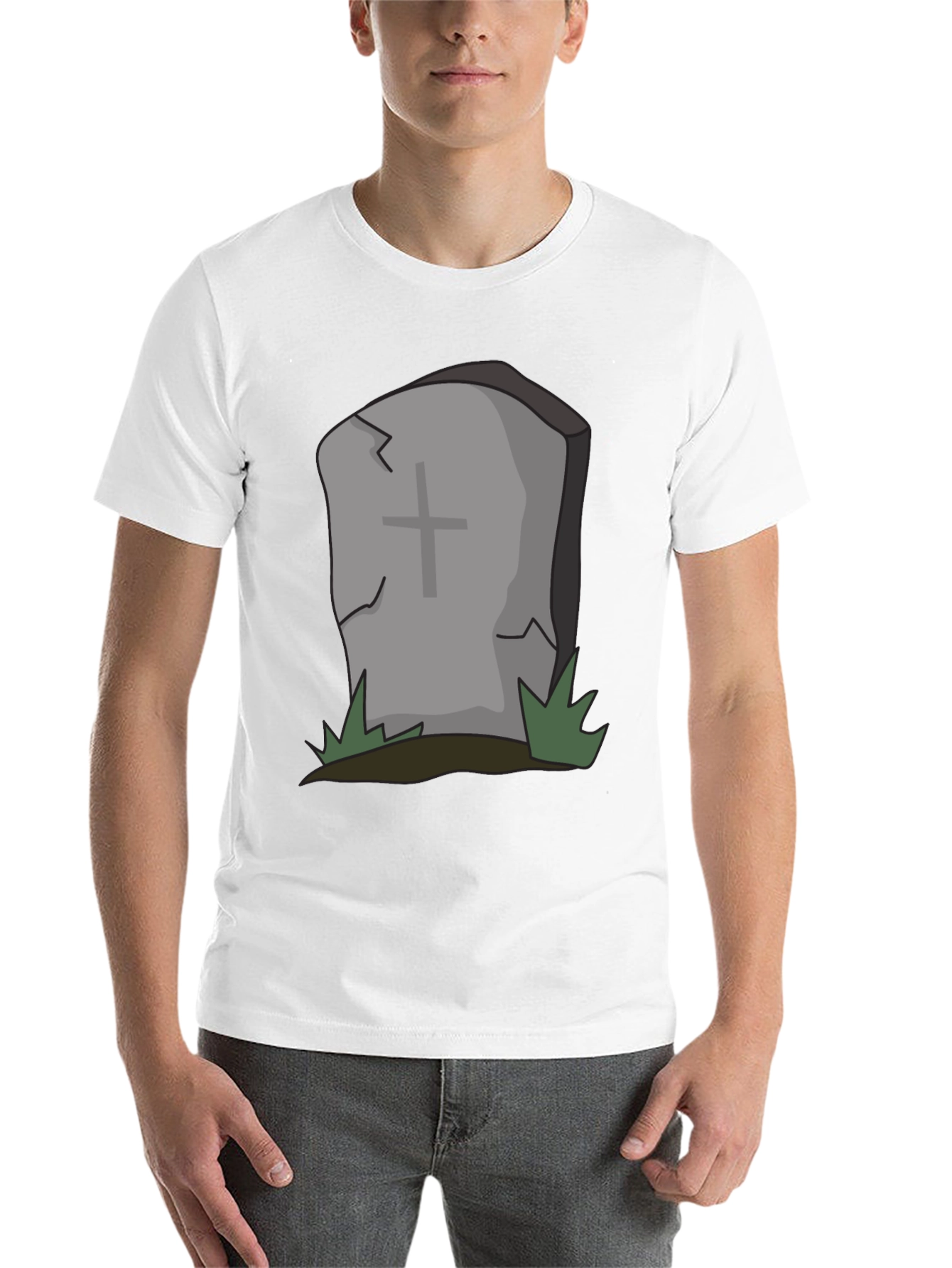 Black Cartoon Tombstone Graphic Tee - Spooky Style view 14