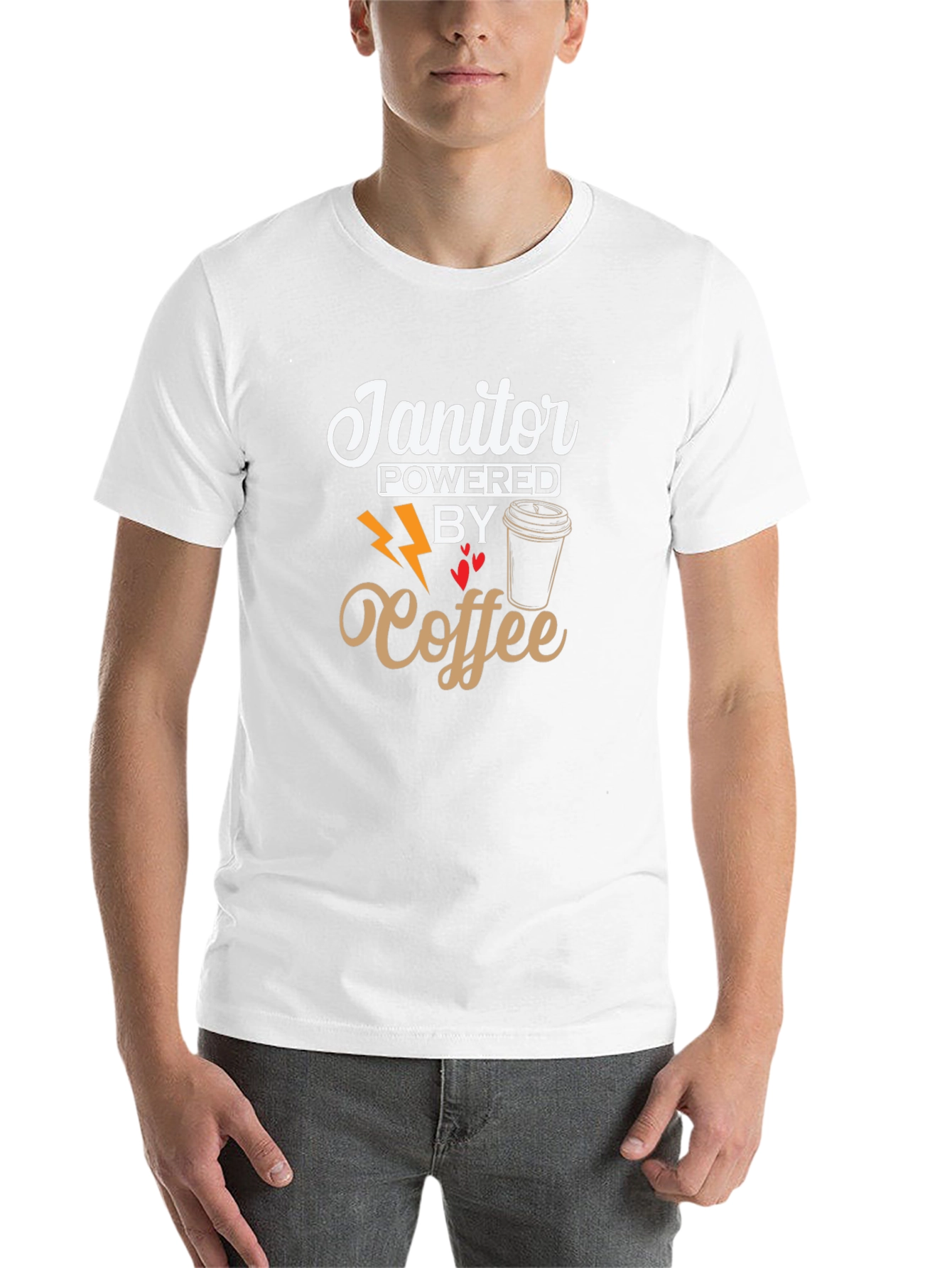 Black Janitor Powered By Coffee Black T-Shirt view 14