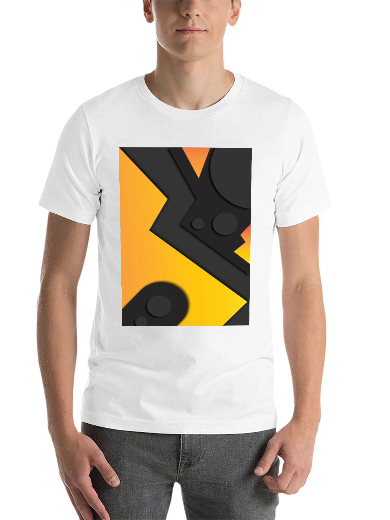 Black Geometric Abstract Graphic Tee - Black view 14