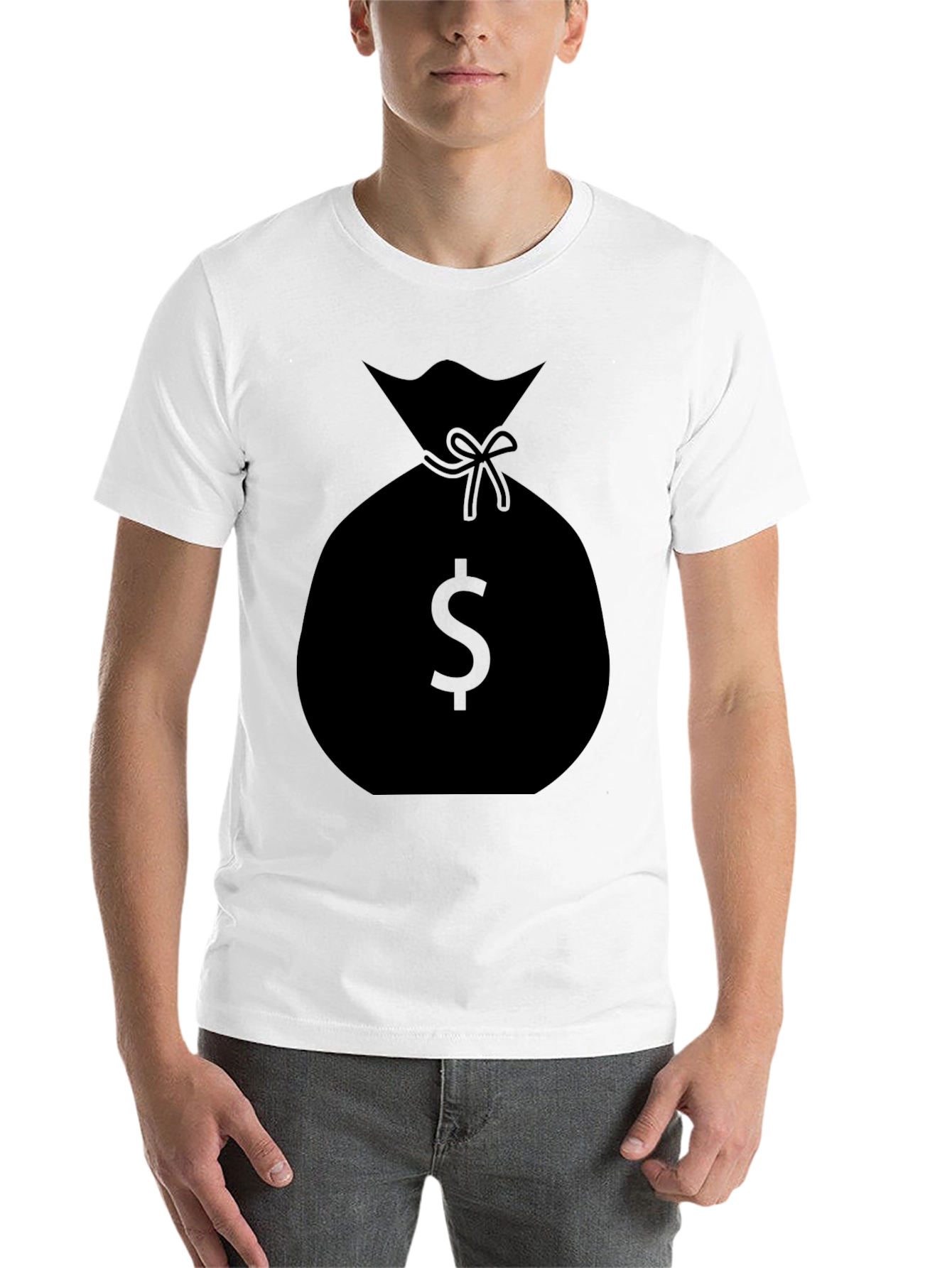 Black Money Bag Graphic T-Shirt - Black Crew Neck Tee view 14