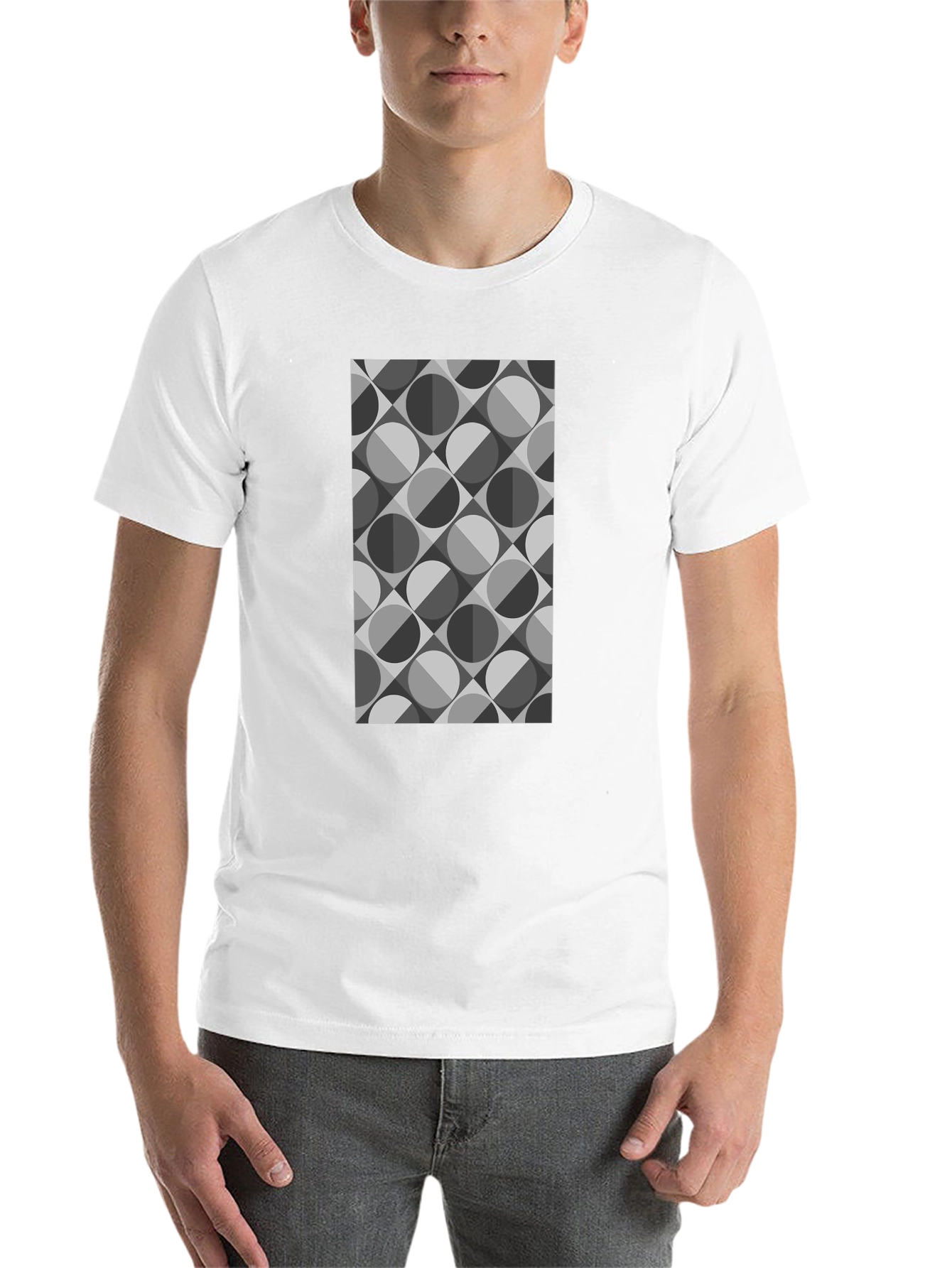 Black Geometric Retro Pattern Black T-Shirt view 14