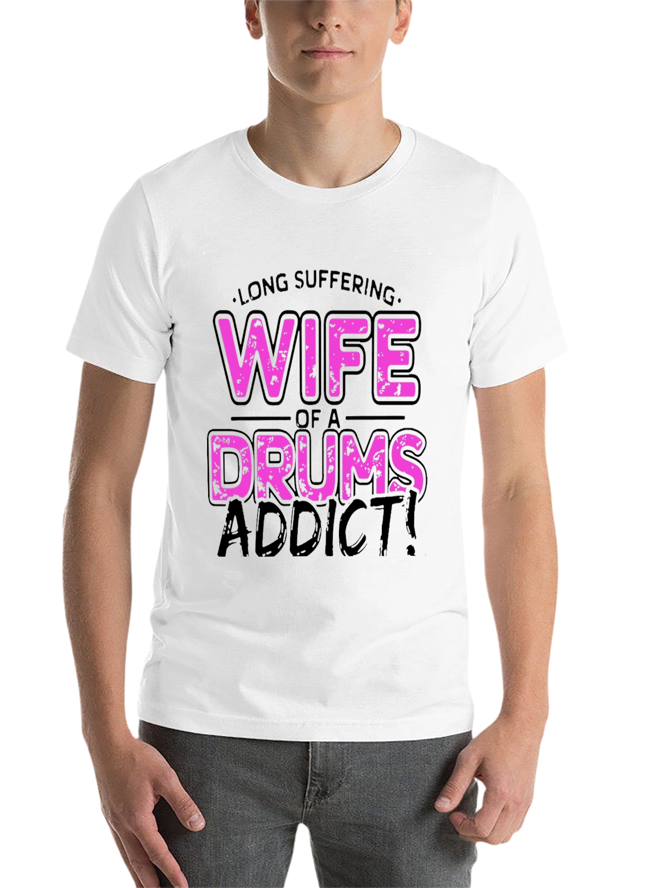 Black Wife of a Drums Addict T-Shirt - Humorous Tee view 14