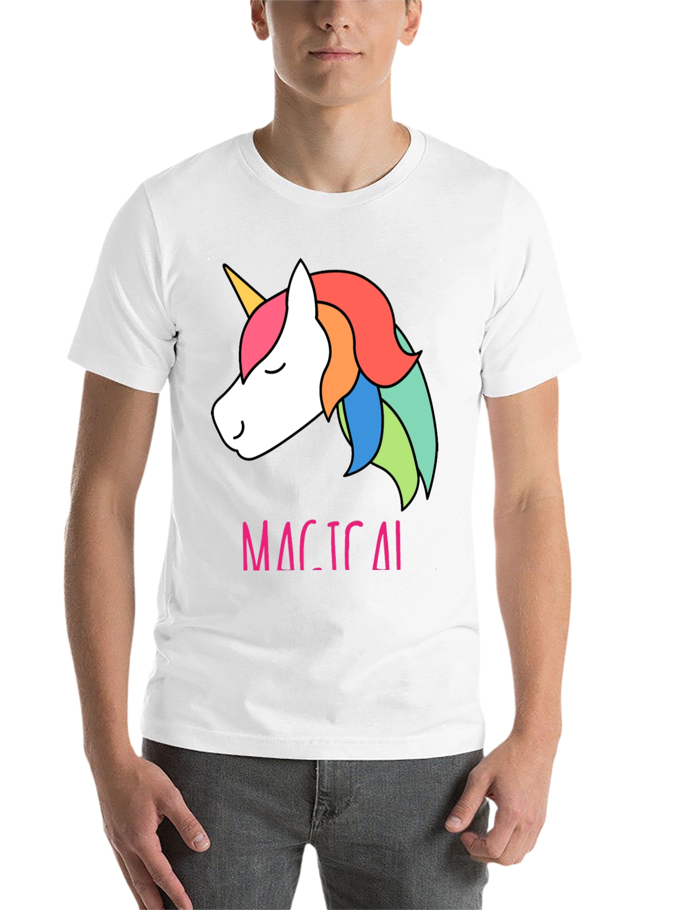 Black Magical Unicorn T-Shirt - Cute Rainbow Design view 14
