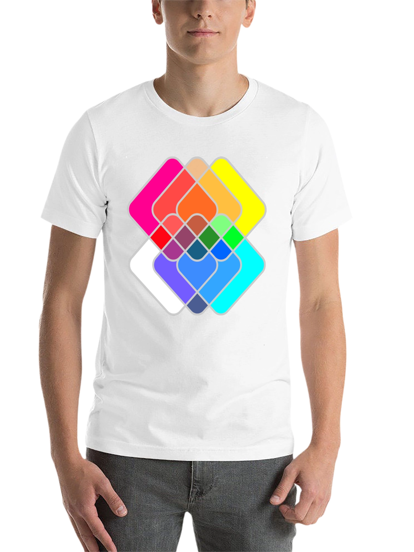 Black Colorful Abstract Graphic Black T-Shirt view 14