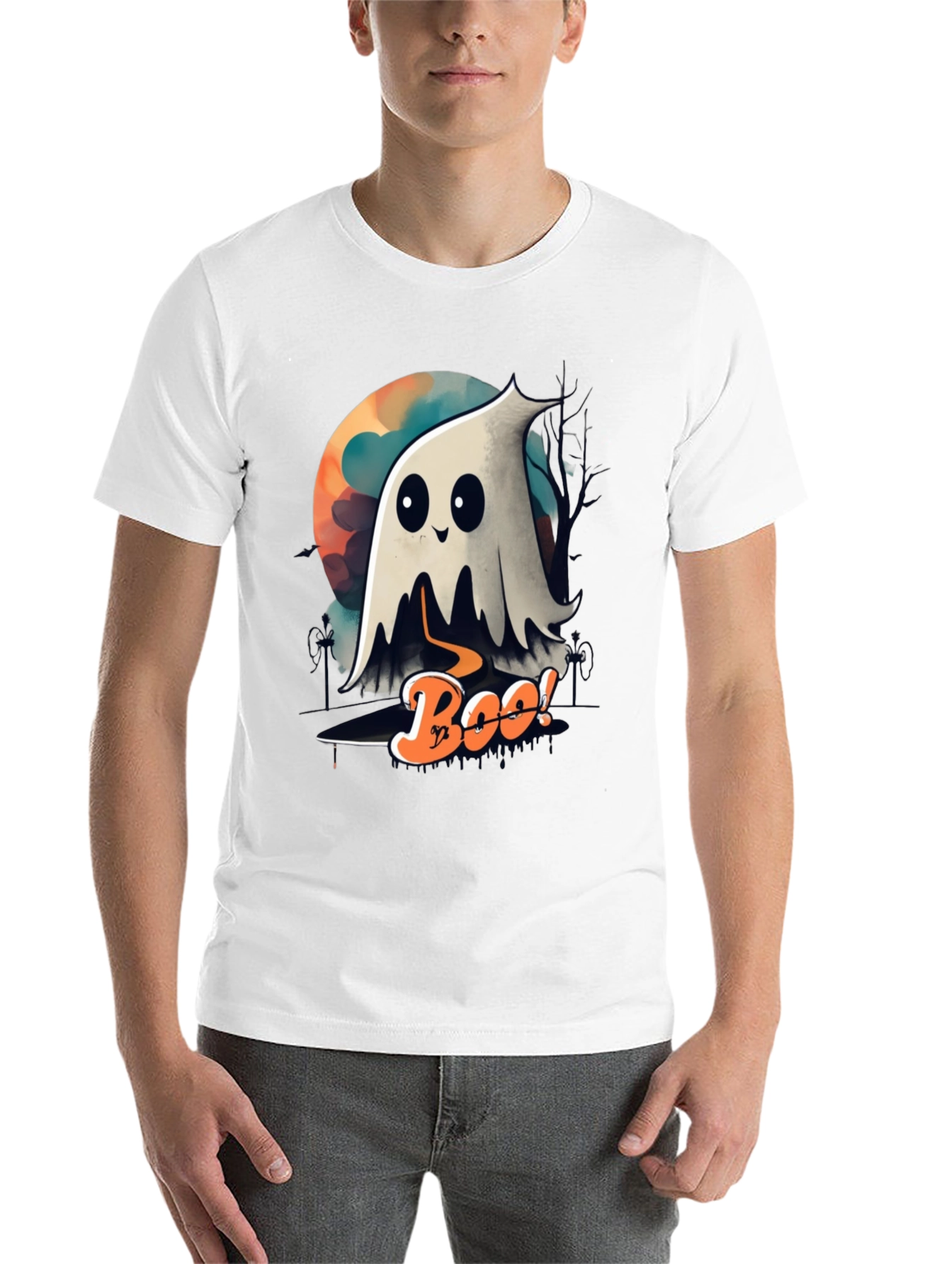 Black Spooky Boo Ghost Halloween T-Shirt view 14