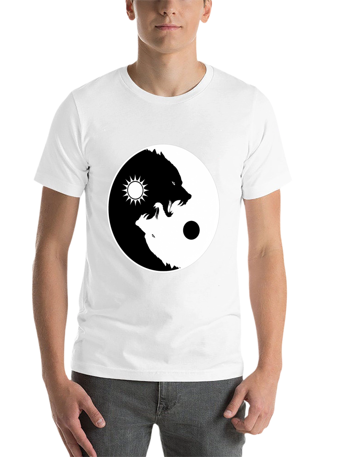 Black Yin Yang Wolf Graphic Tee - Balance Design view 14