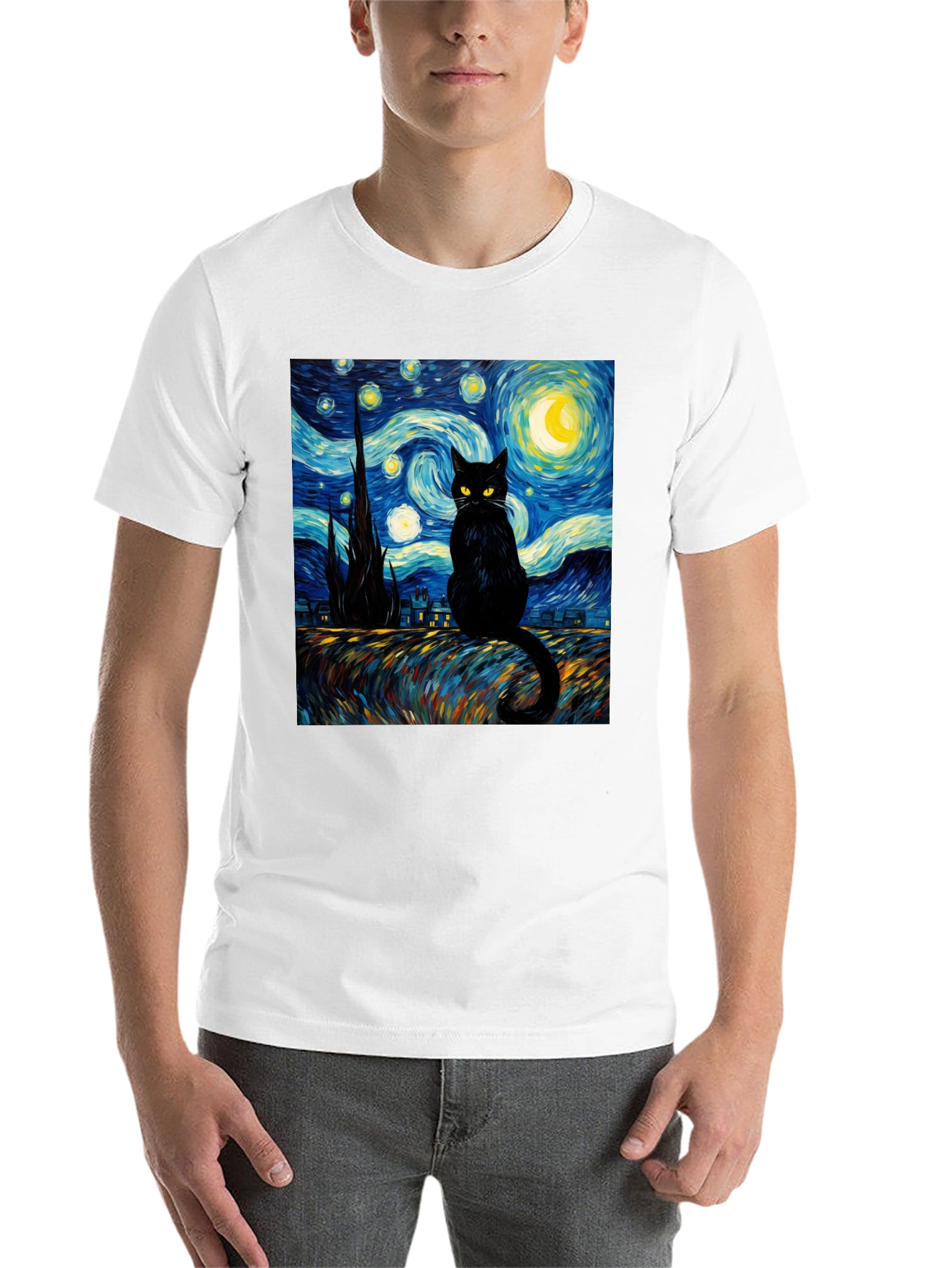 Starry Night Cat T-Shirt - 14