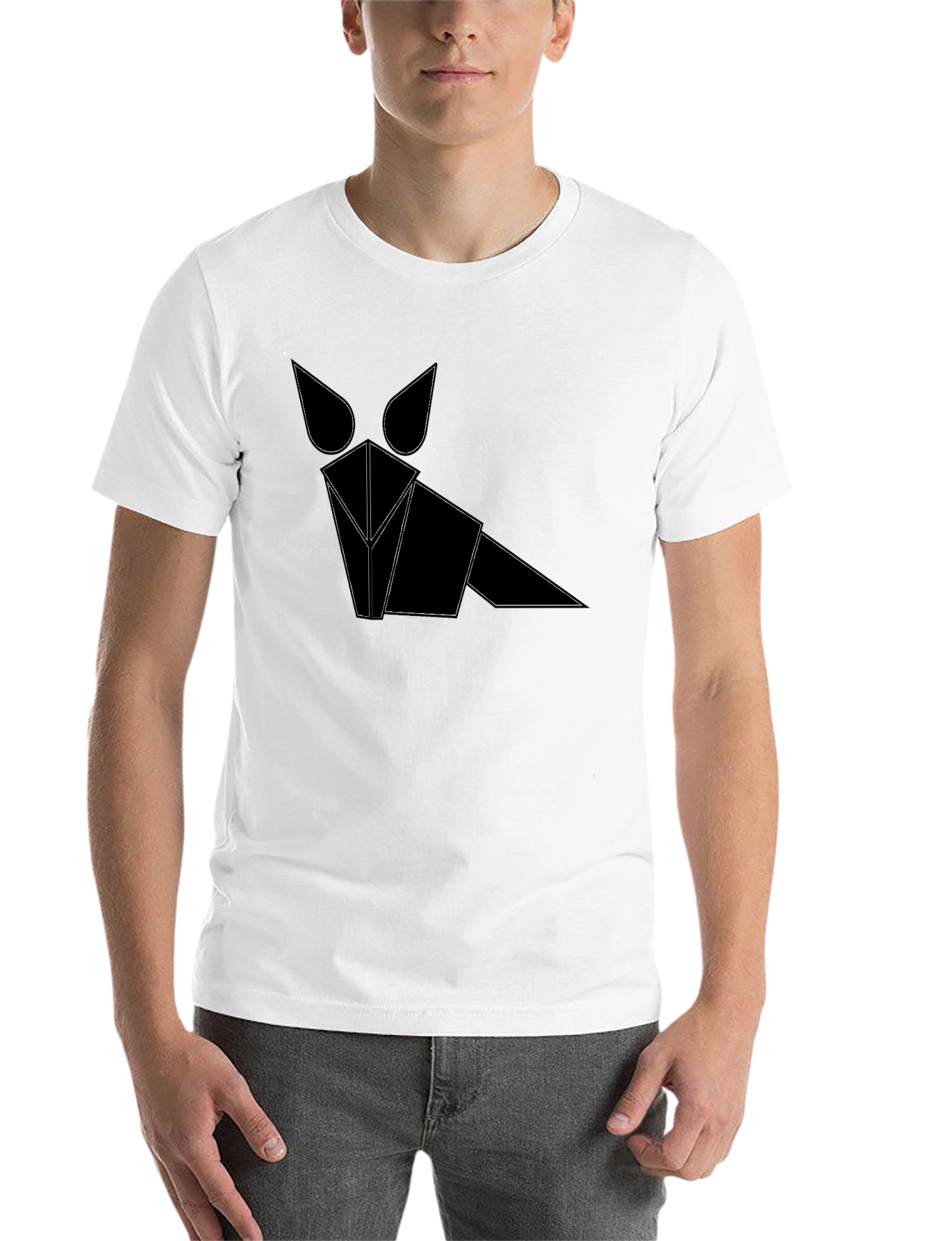 Black Geometric Fox Graphic Tee - Modern Style view 14