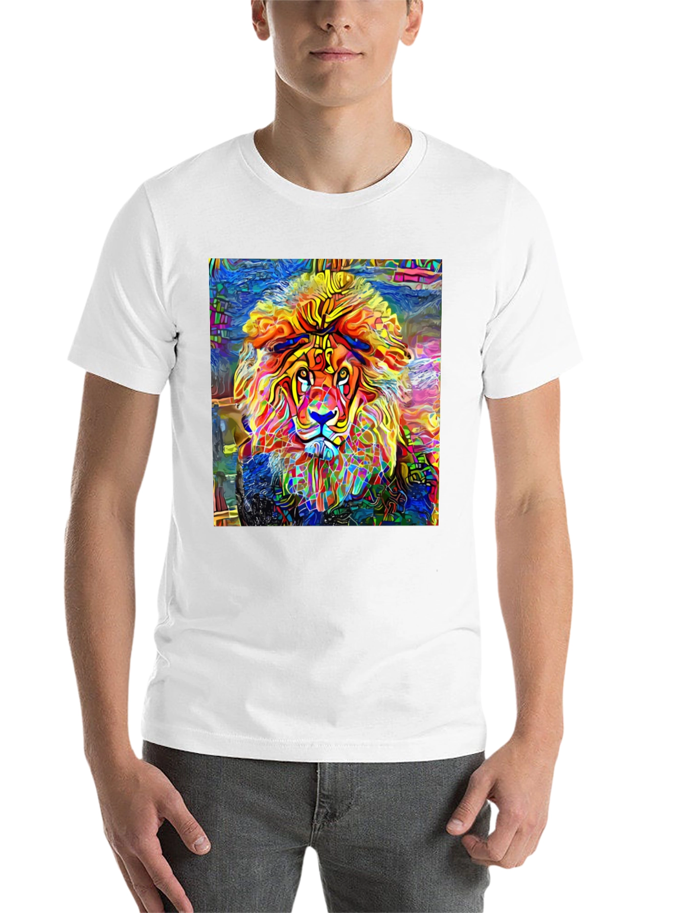 Black Vibrant Lion Graphic Black T-Shirt - Artistic Animal Tee view 14