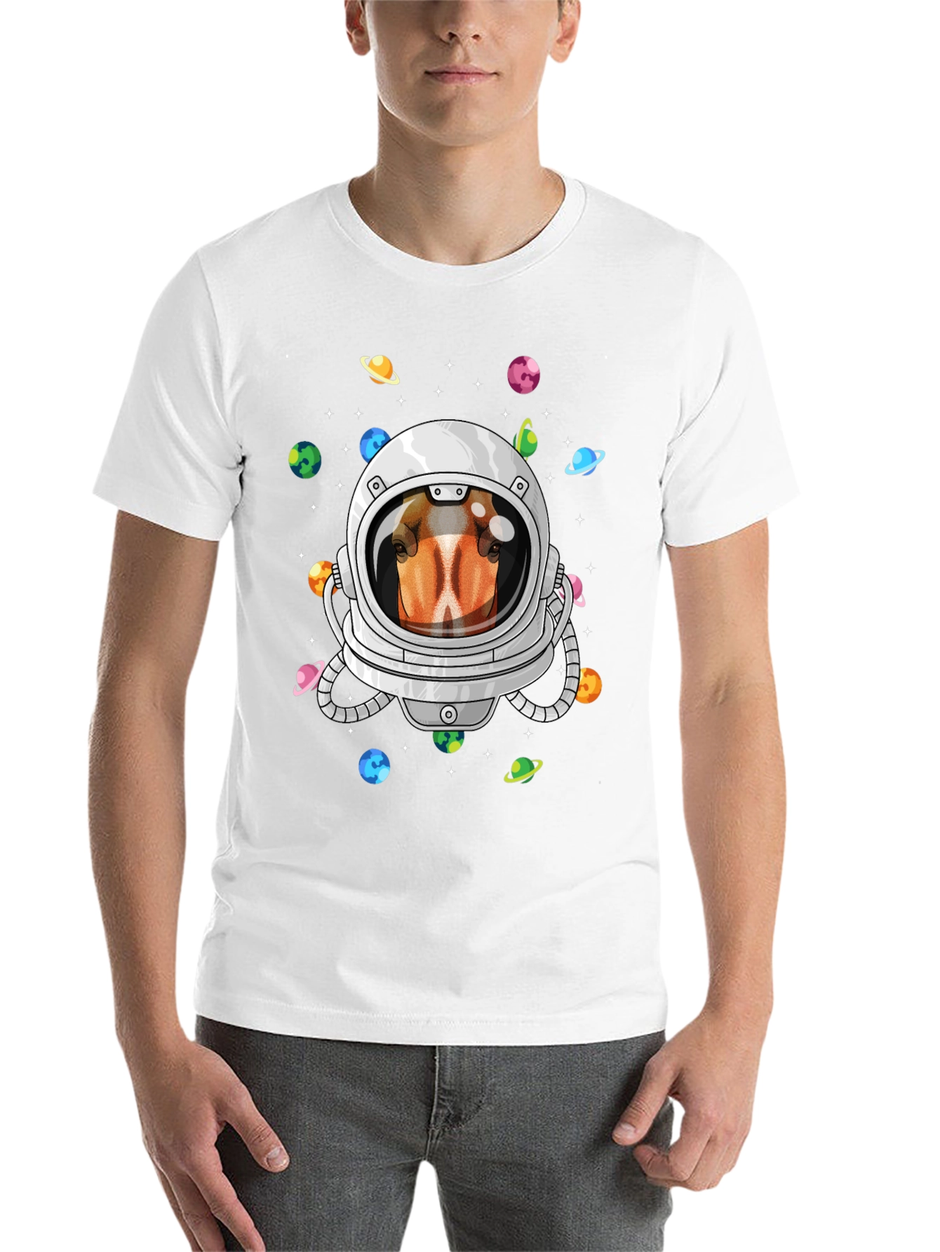 Black Astronaut Horse T-Shirt, Space Animal Tee view 14
