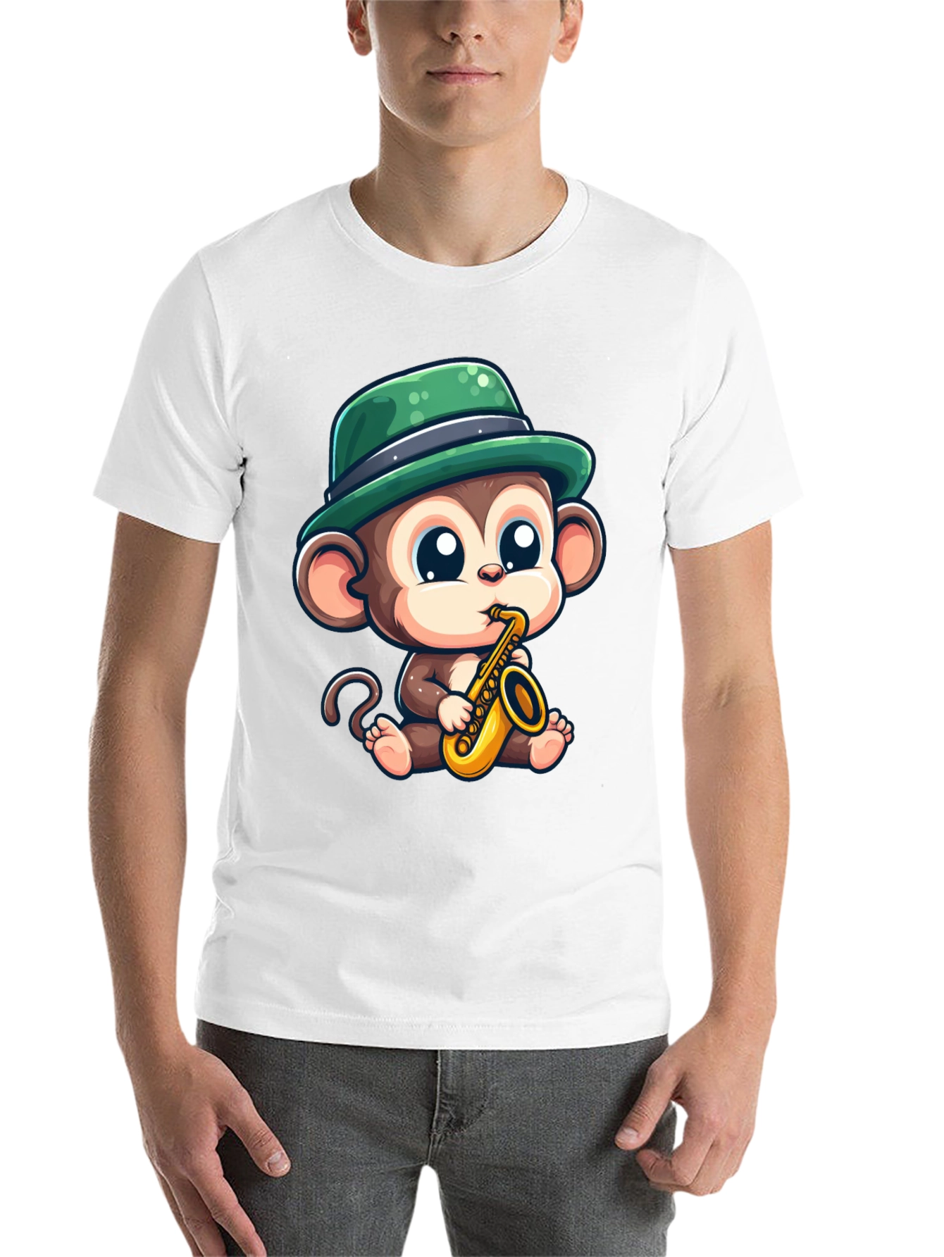 Black Monkey Saxophone T-Shirt: Cool Cartoon Graphic Tee view 14
