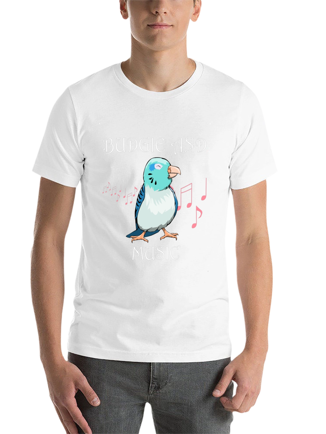 Black Budgie and Music Graphic T-Shirt view 14
